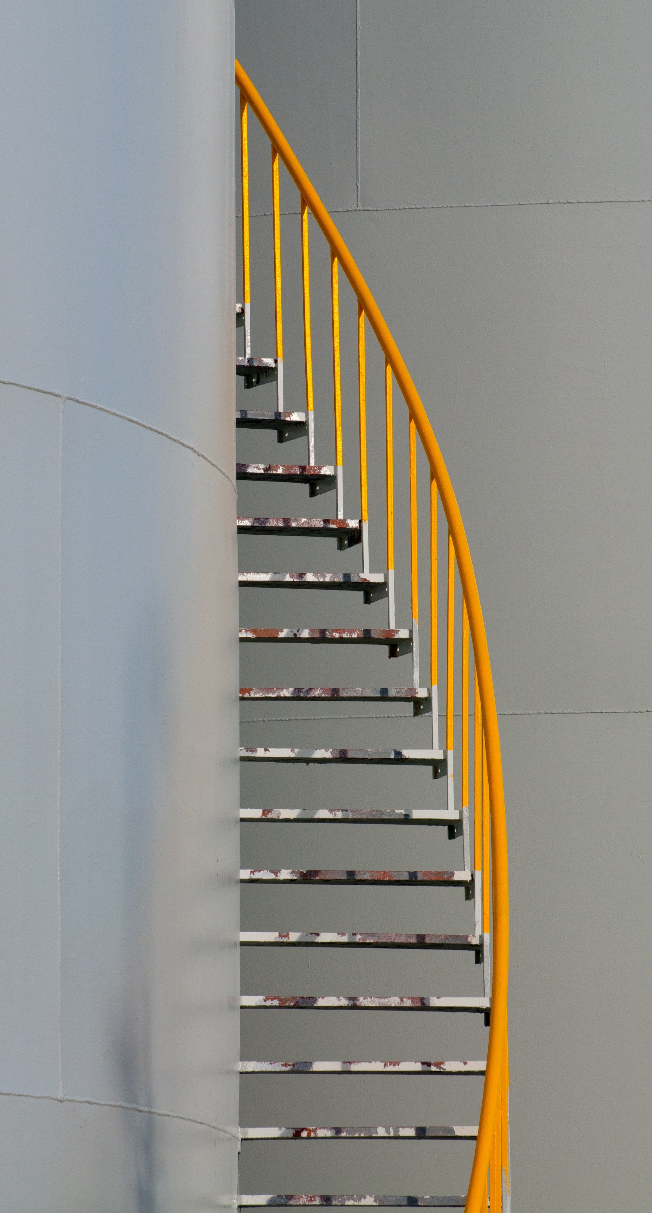 staircase spiral yellow and metal hd, 4k, Phone HD Wallpaper