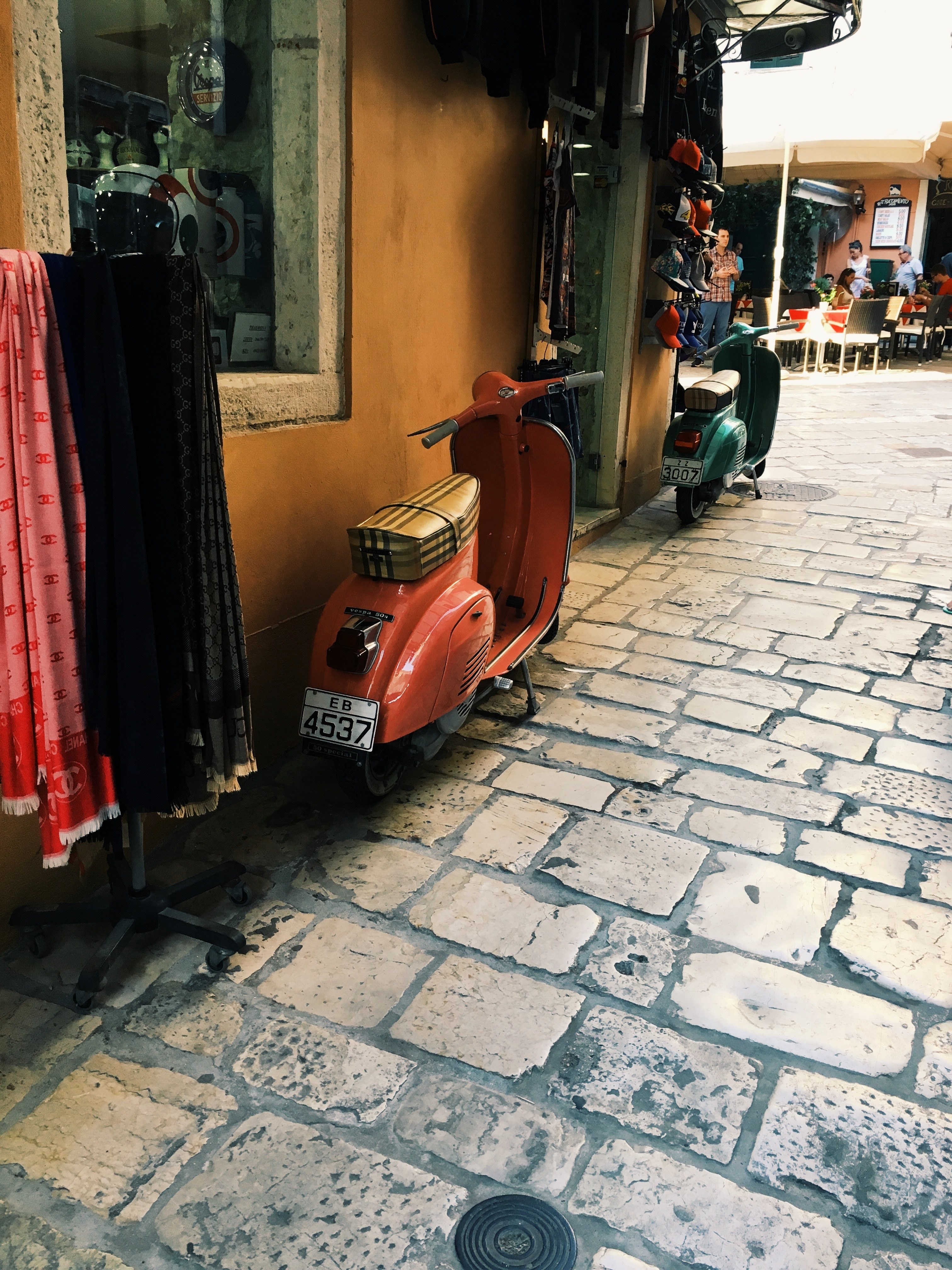 italian scooter on the street of old town 4k, Phone HD Wallpaper