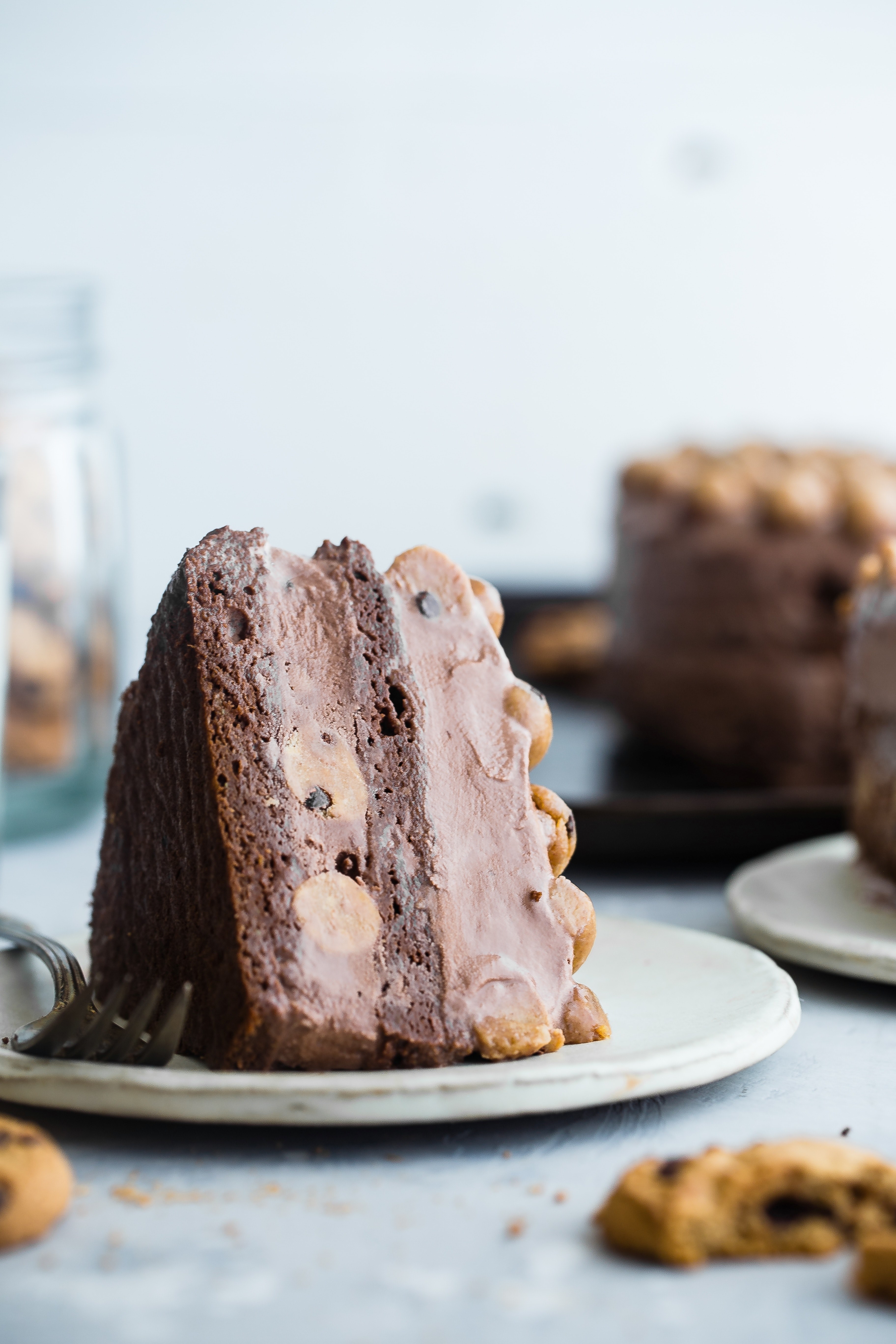 cake chocolate fork and plate hd, 4k, Phone HD Wallpaper