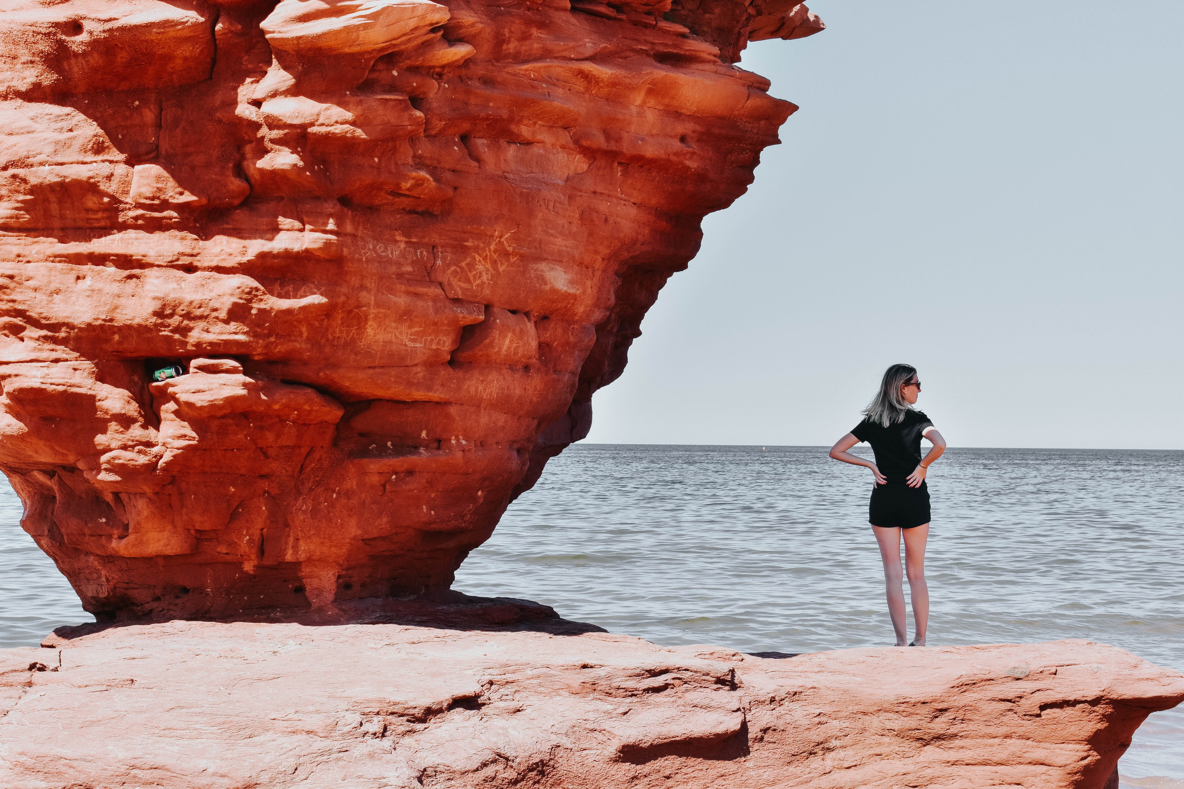 rock geology woman and natural 4k, HD Wallpaper