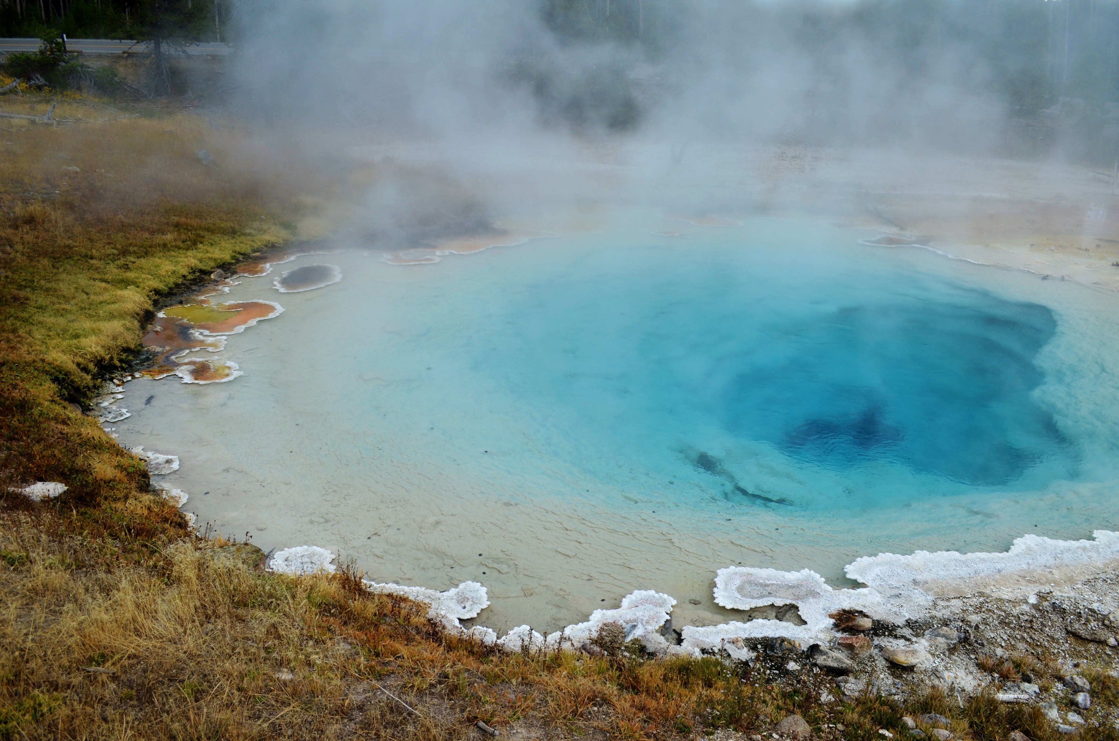 geological formation and thermal geyser and pool with spring water yellowstone national park, geyser yellowstone spring 4k, HD Wallpaper