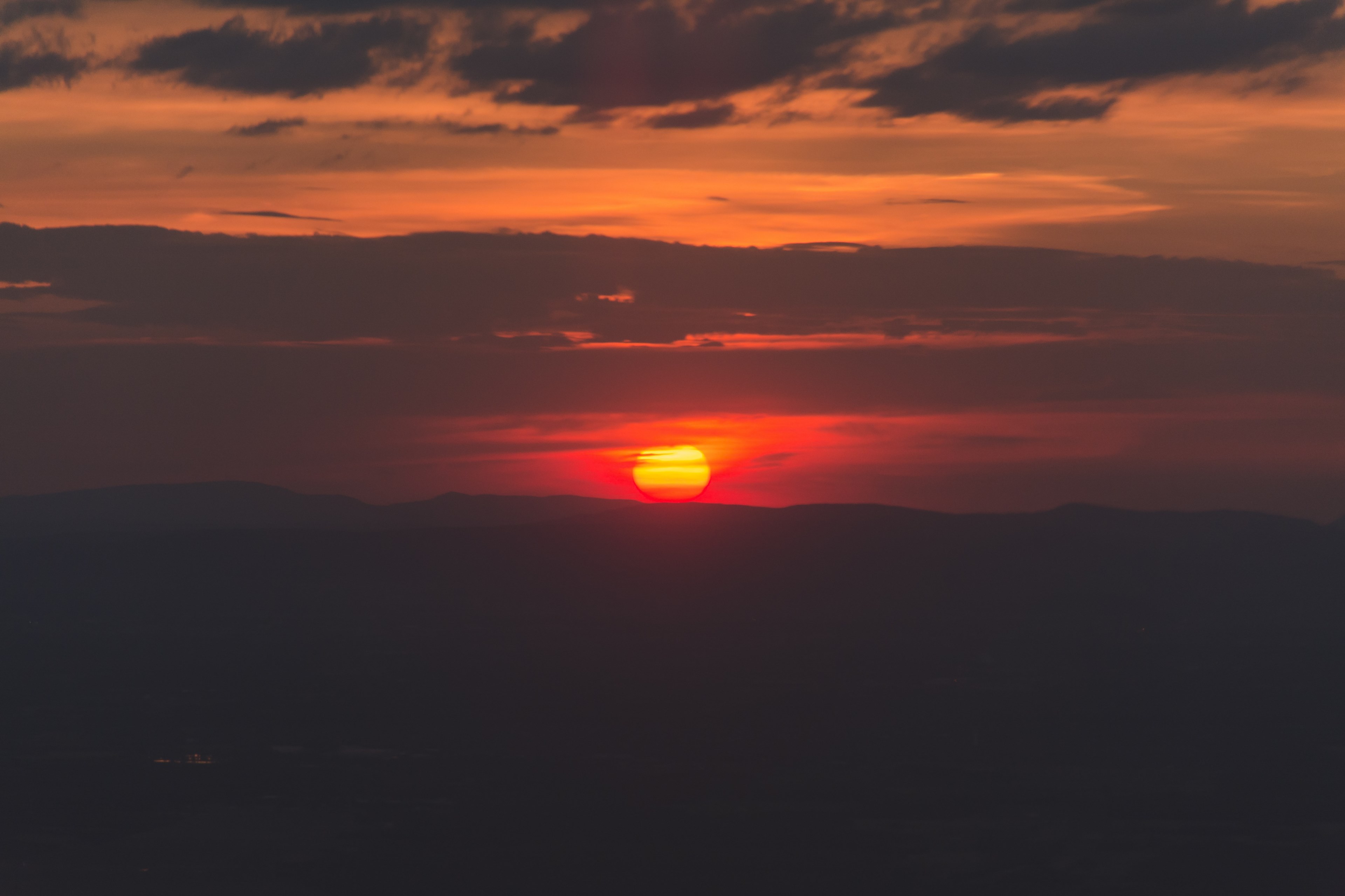 sun red cloud and sunset 4k, HD Wallpaper