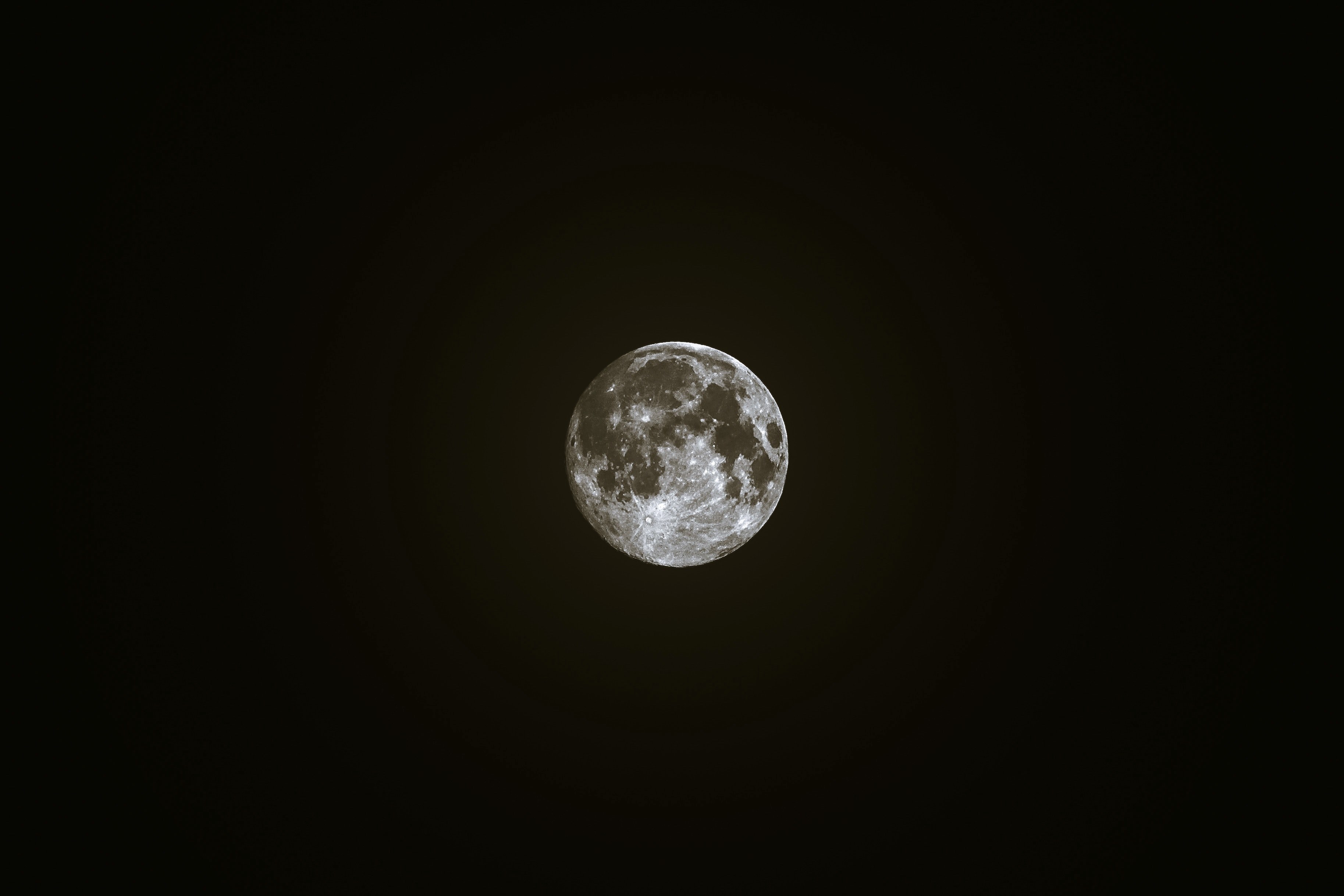 black and white shot of glowing moon on black sky, the supermoon 4k, HD Wallpaper