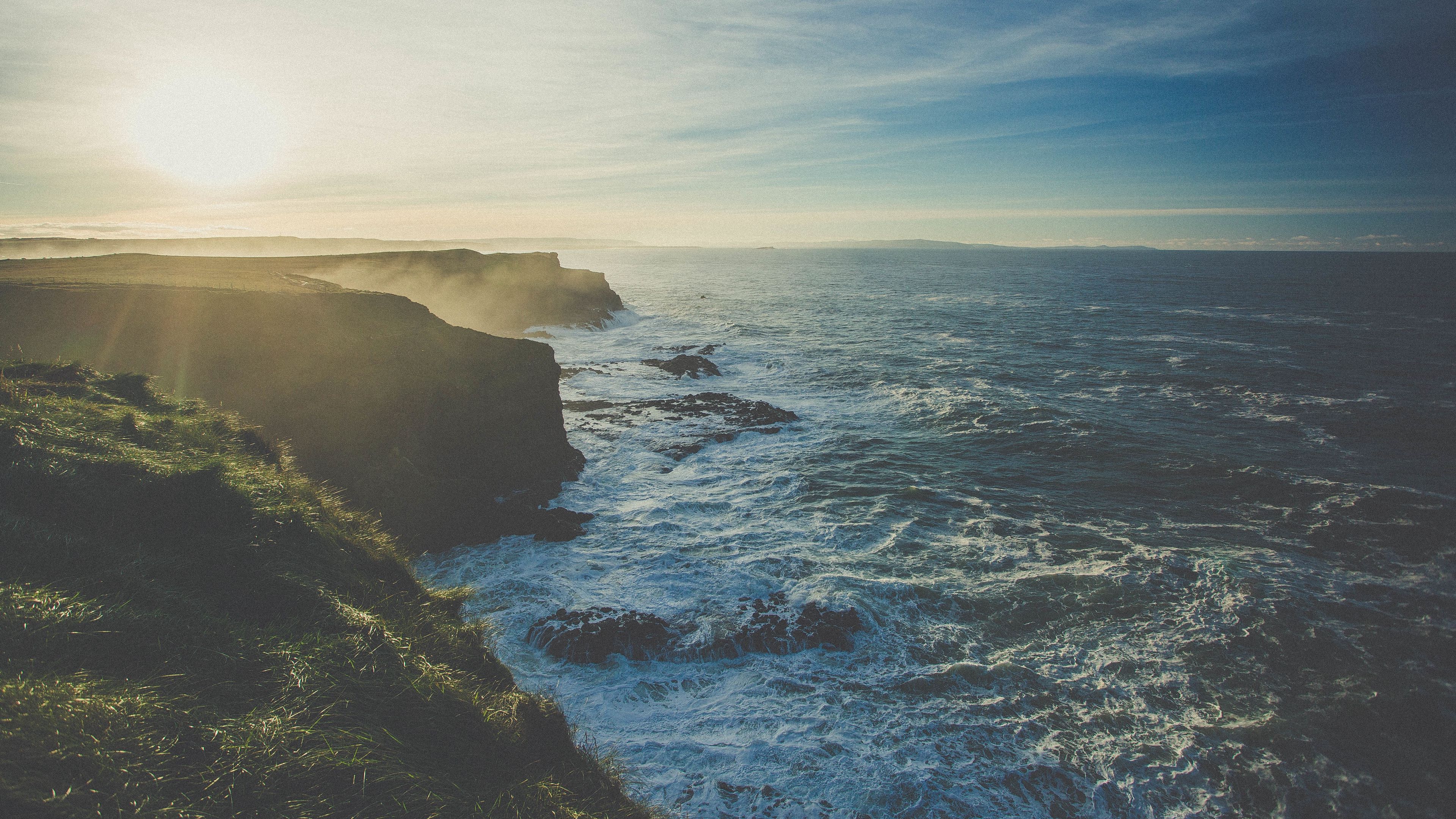 coast, sea, cliff, 4k, HD Wallpaper