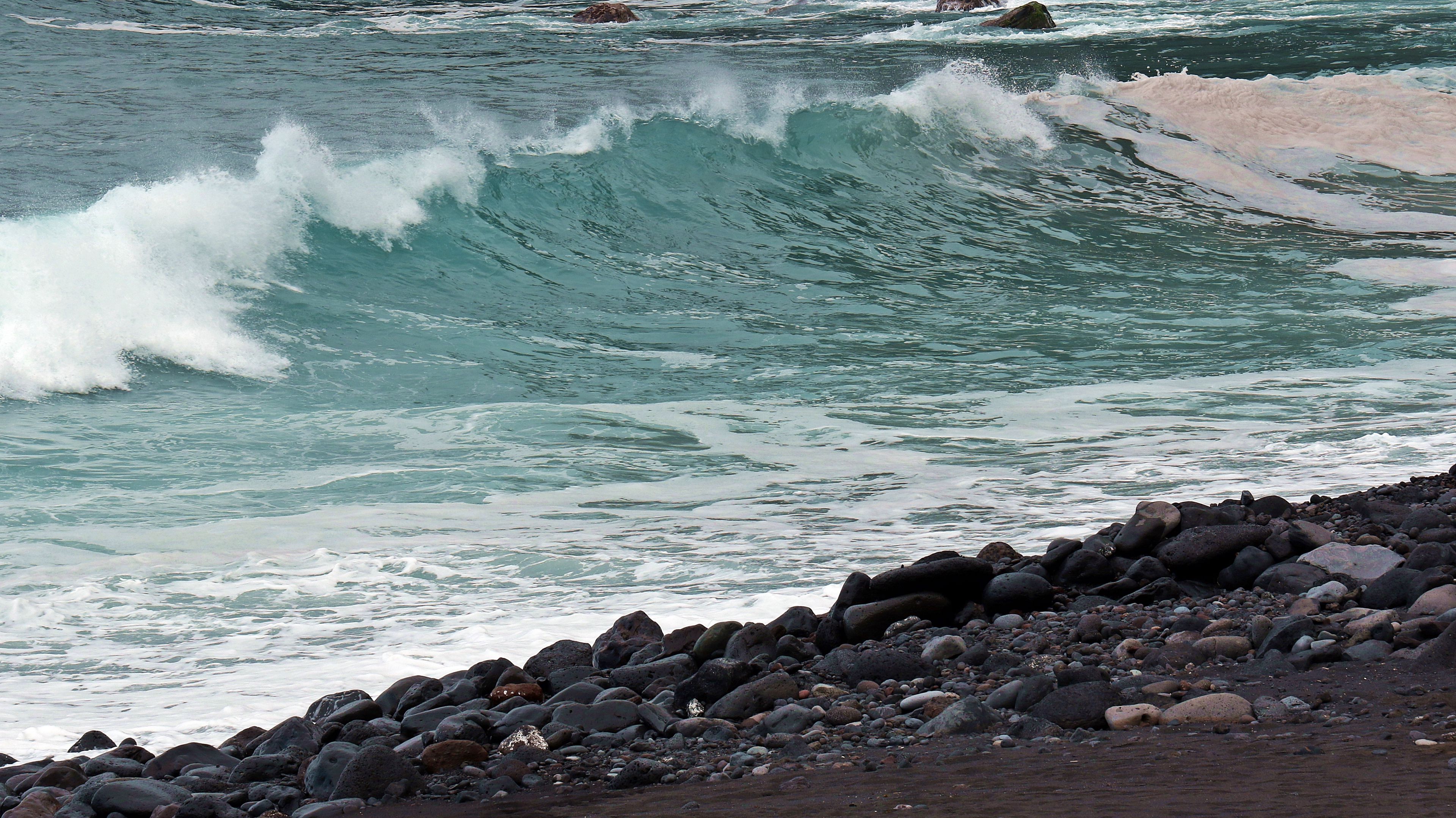 atlantic ocean, rocks, beach, waves, 4k, HD Wallpaper