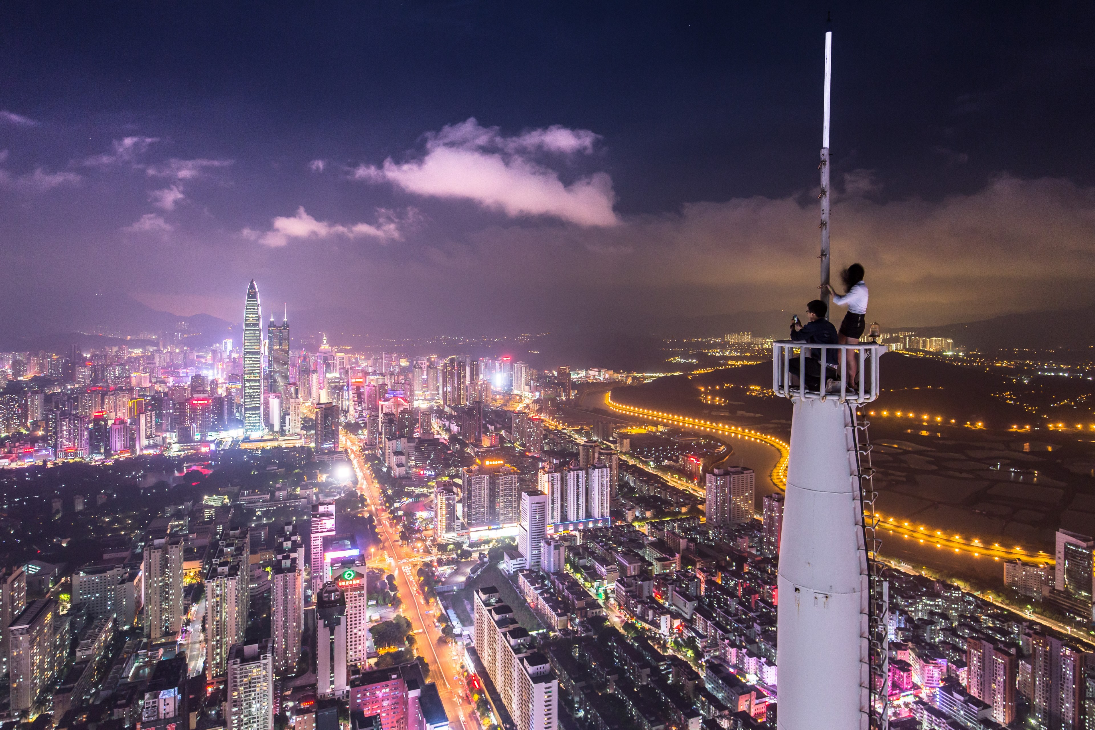 city night cityscape and skyscraper 4k, HD Wallpaper