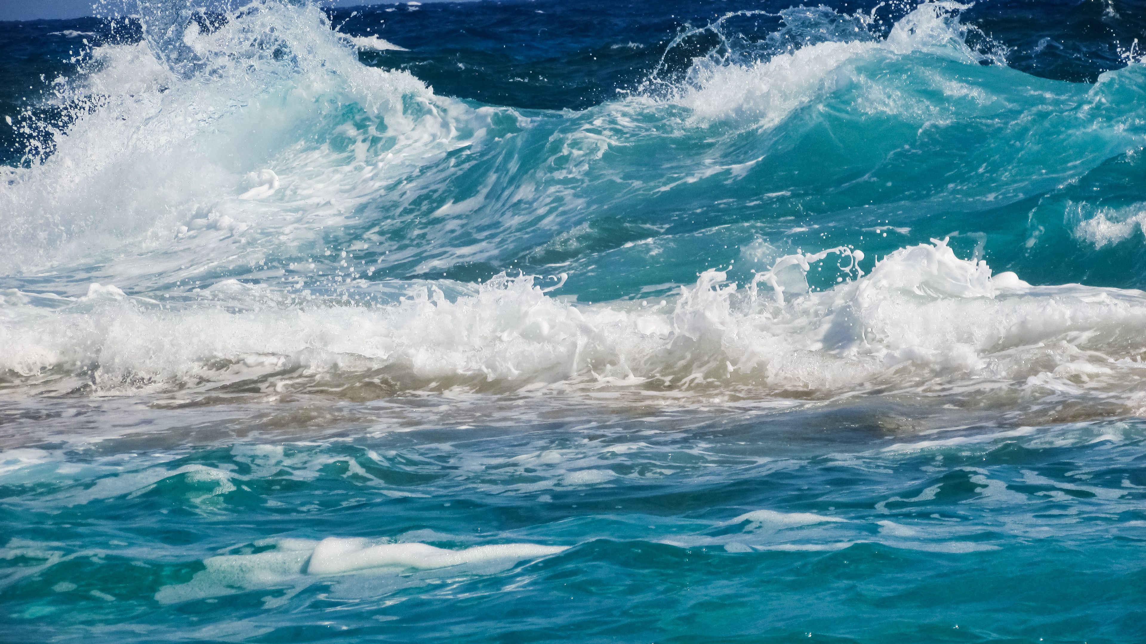 waves, sea, surf, foam, 4k, HD Wallpaper