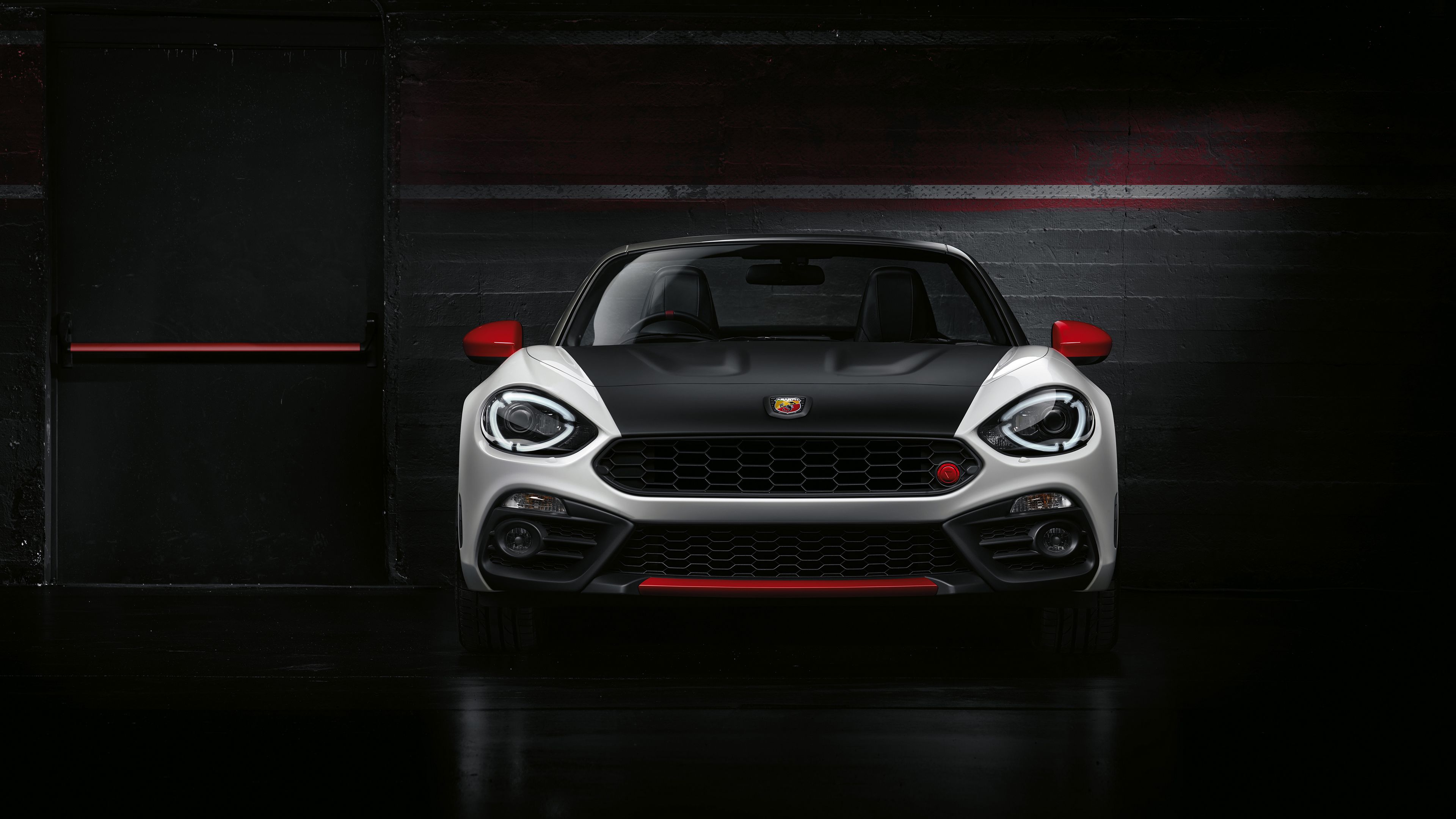 abarth, fiat, front view, black, 4k, HD Wallpaper