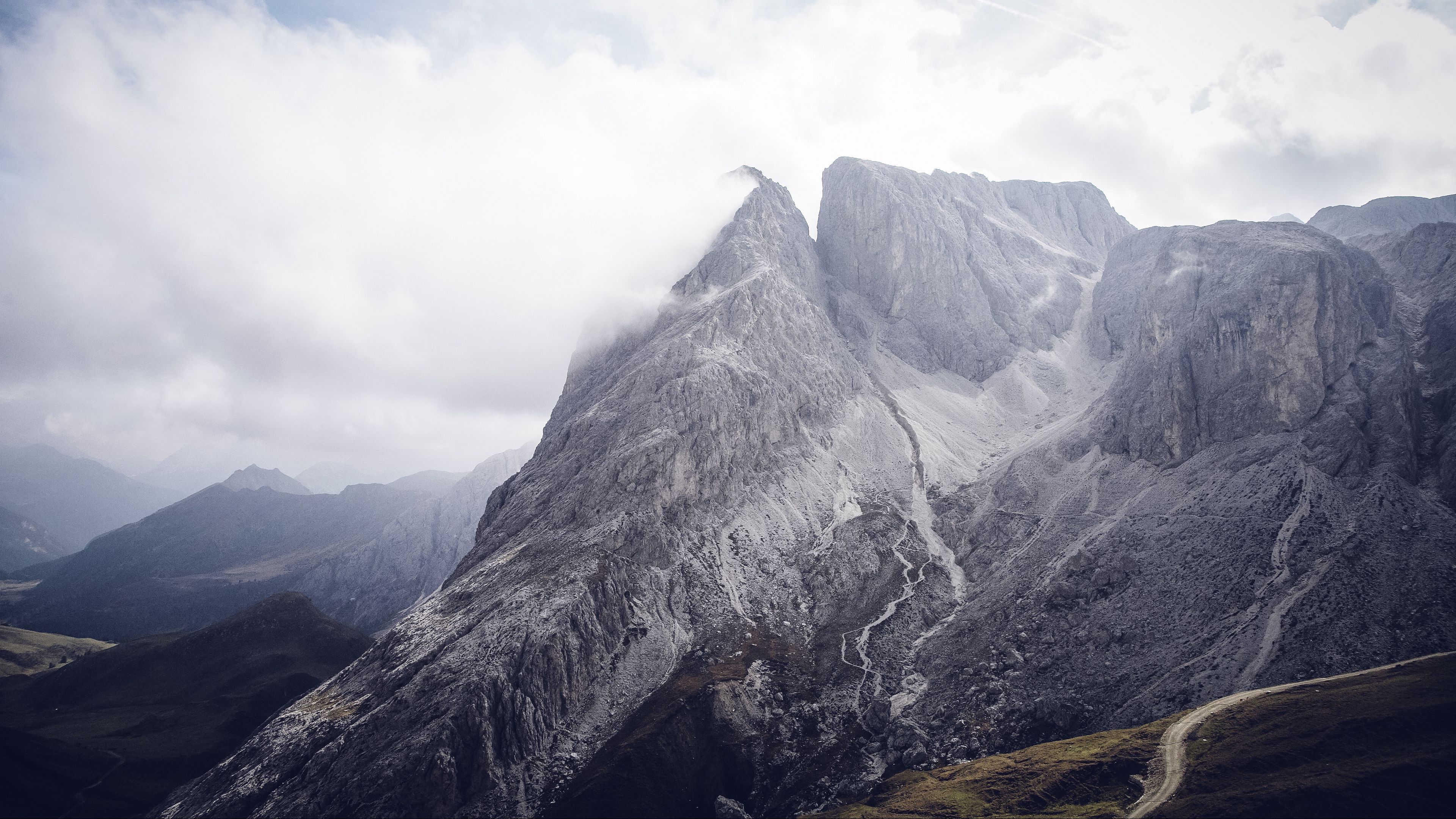 south tyrol, bolzano, mountains, clouds, 4k, HD Wallpaper