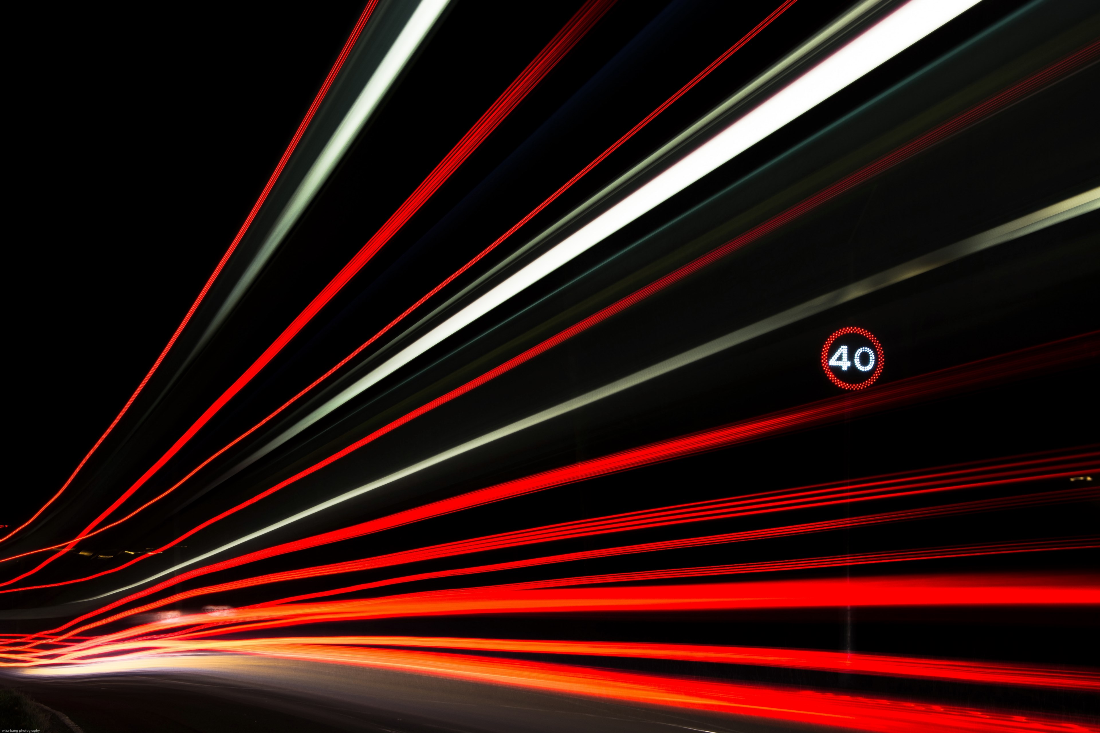 a long exposure shot of car taillights trailing in a timelapse down a dark road, the night bus 4k, HD Wallpaper
