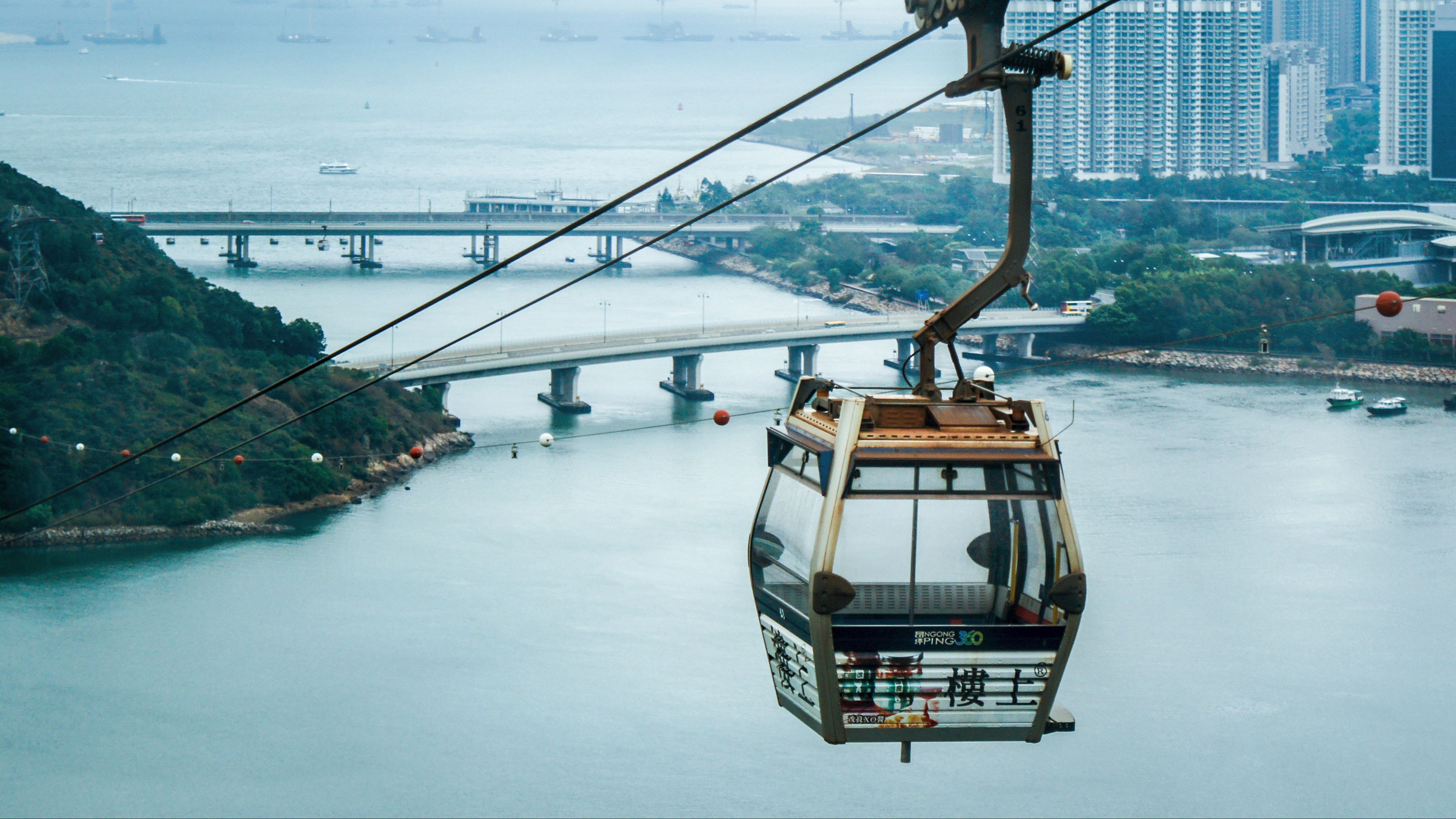 hong kong, lantau, island, cable car, cabin, 4k, HD Wallpaper