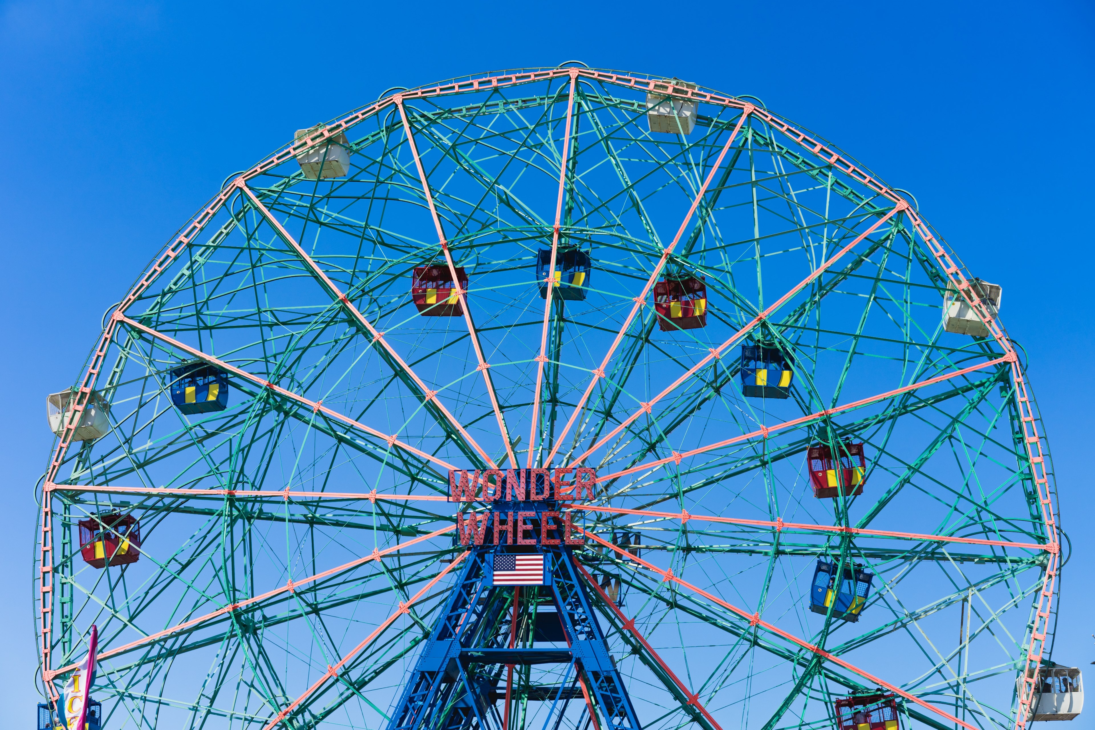 wonder wheel ferris wheel ride and american amusement park 4k, HD Wallpaper