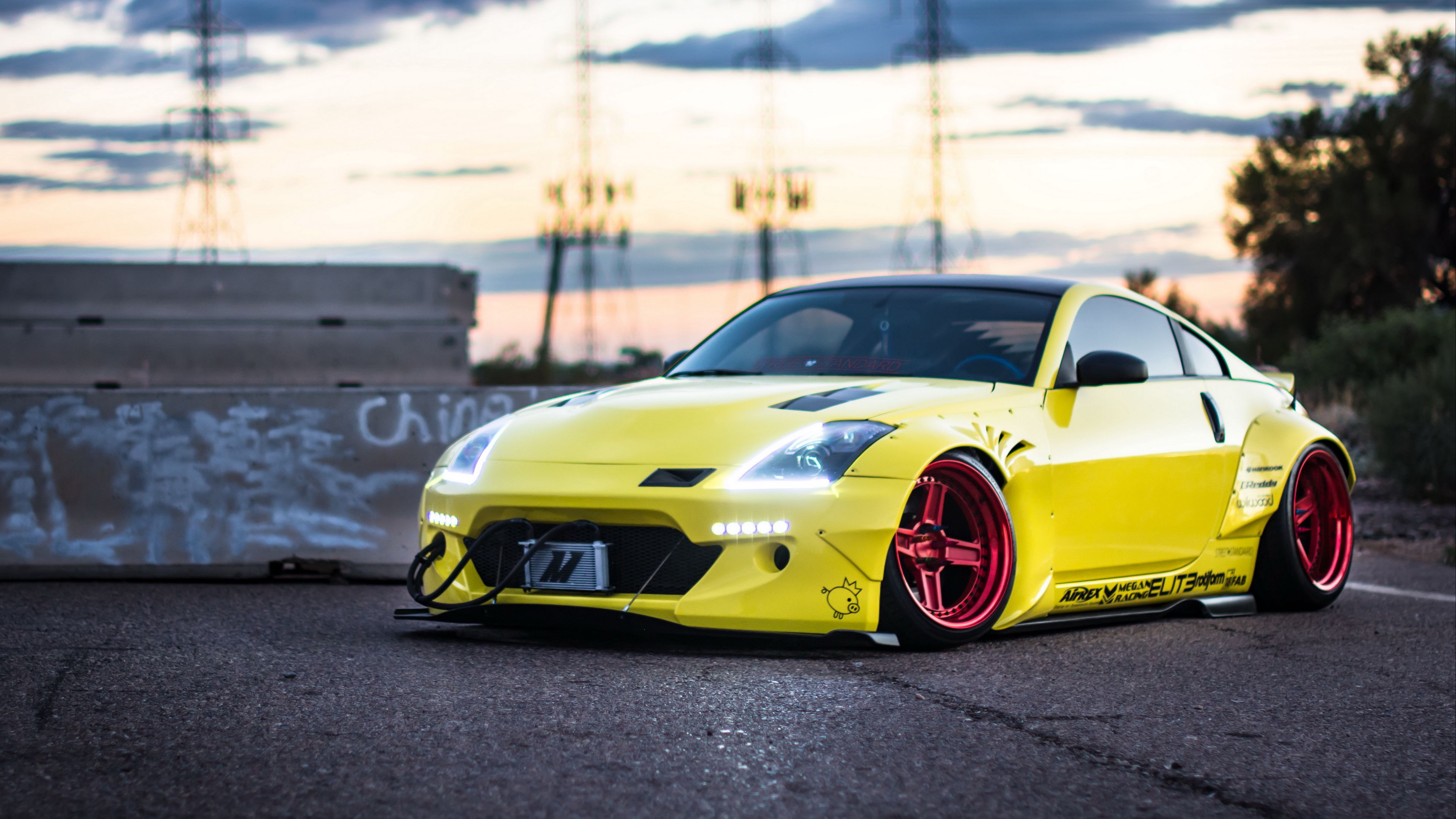 nissan 350z, yellow, side view, 4k, HD Wallpaper
