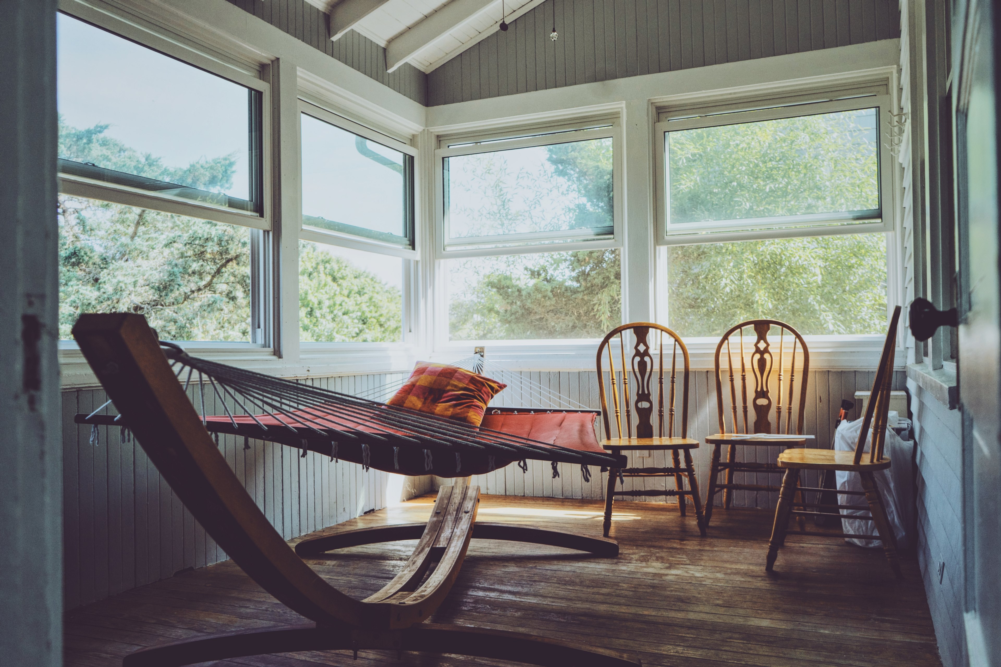 hammock interior rest and porch 4k, HD Wallpaper