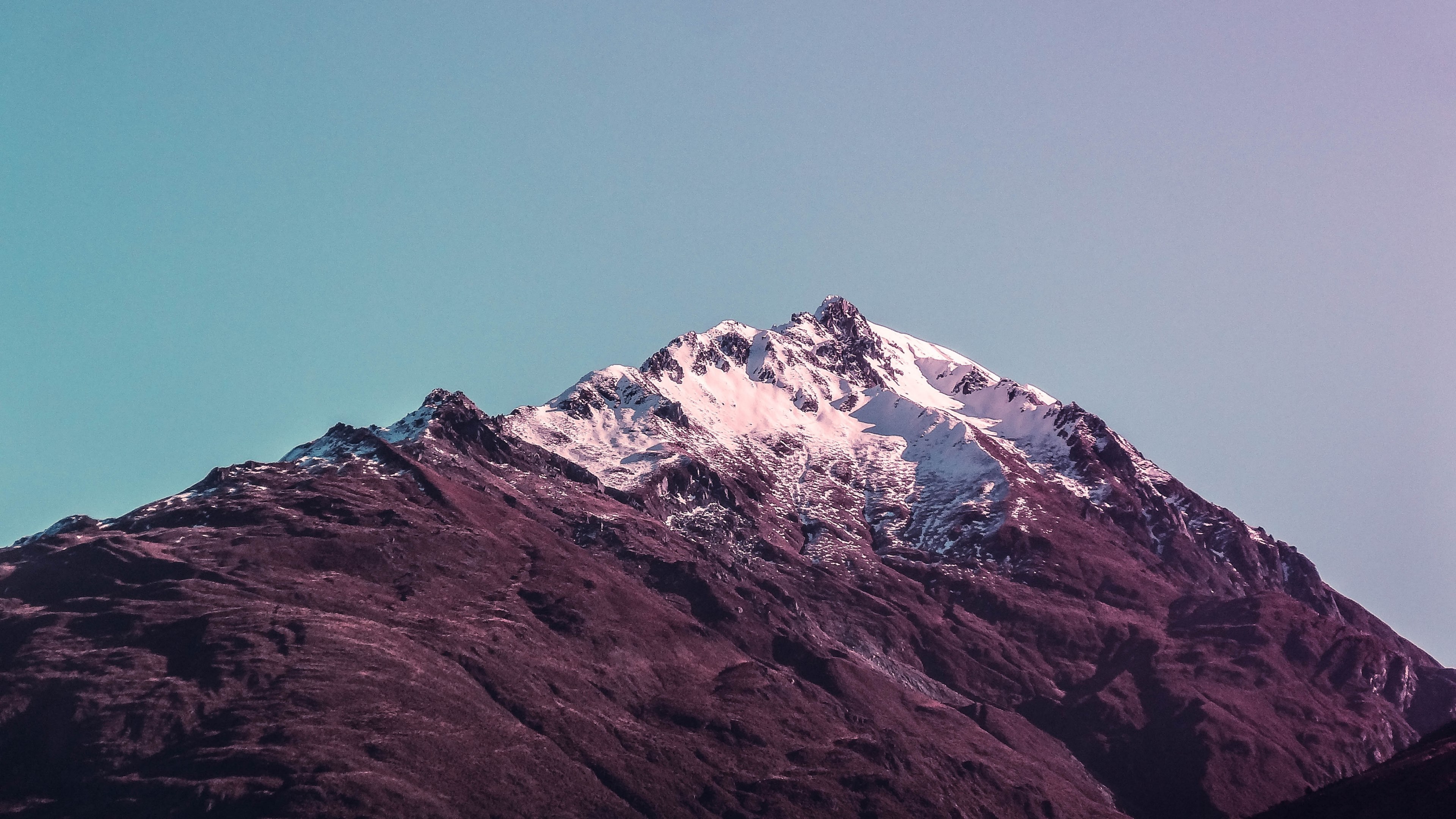 a purple hued shot of a large snow capped mountain peak, purple peak 4k, HD Wallpaper