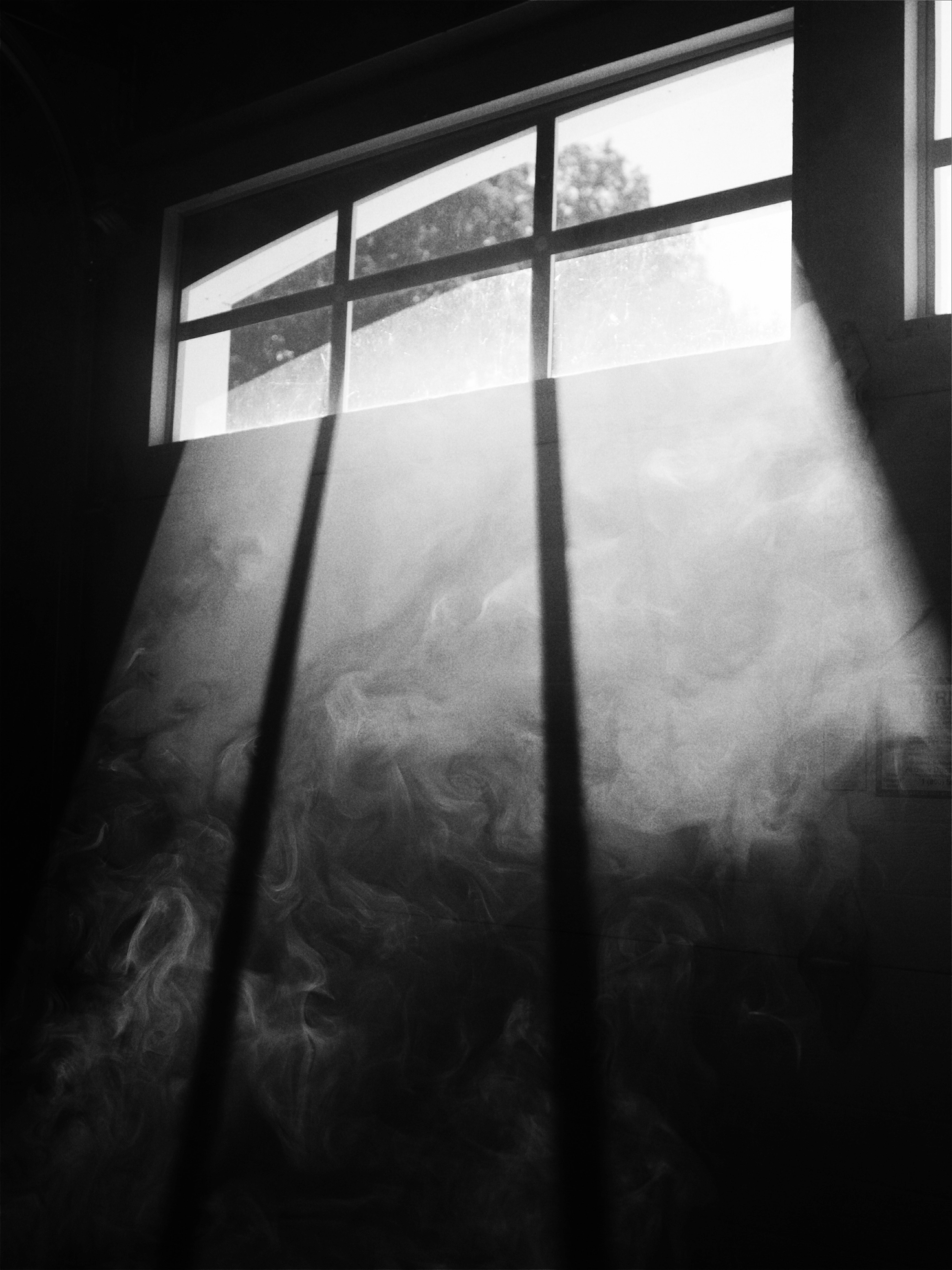 smoke rising near a sunlit window from a garage, light 4k, Phone HD Wallpaper