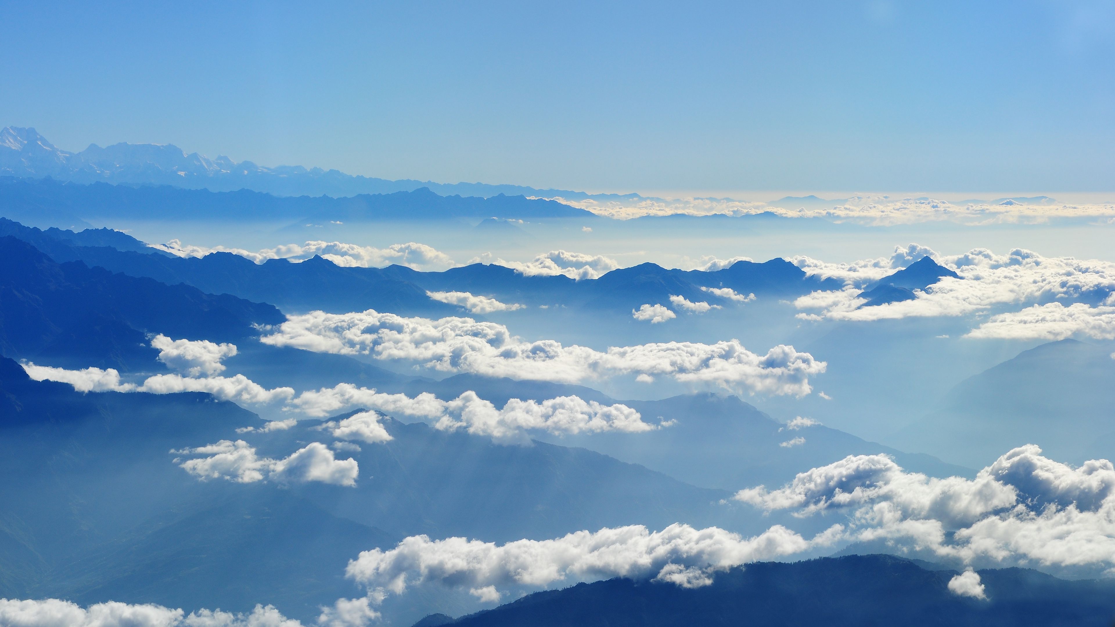 sky, clouds, mountains, 4k, HD Wallpaper