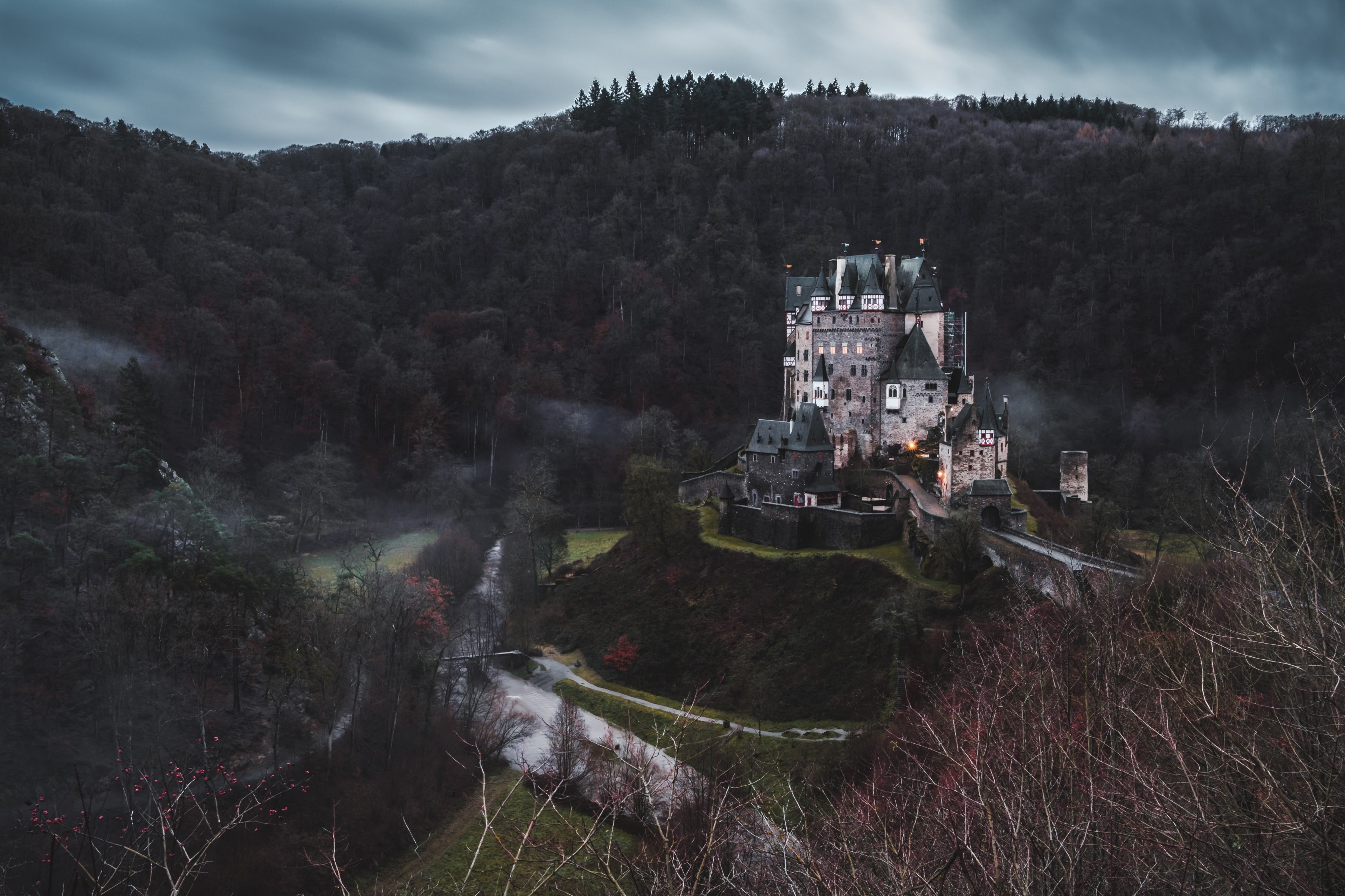 castle building architecture and mountain 4k, HD Wallpaper