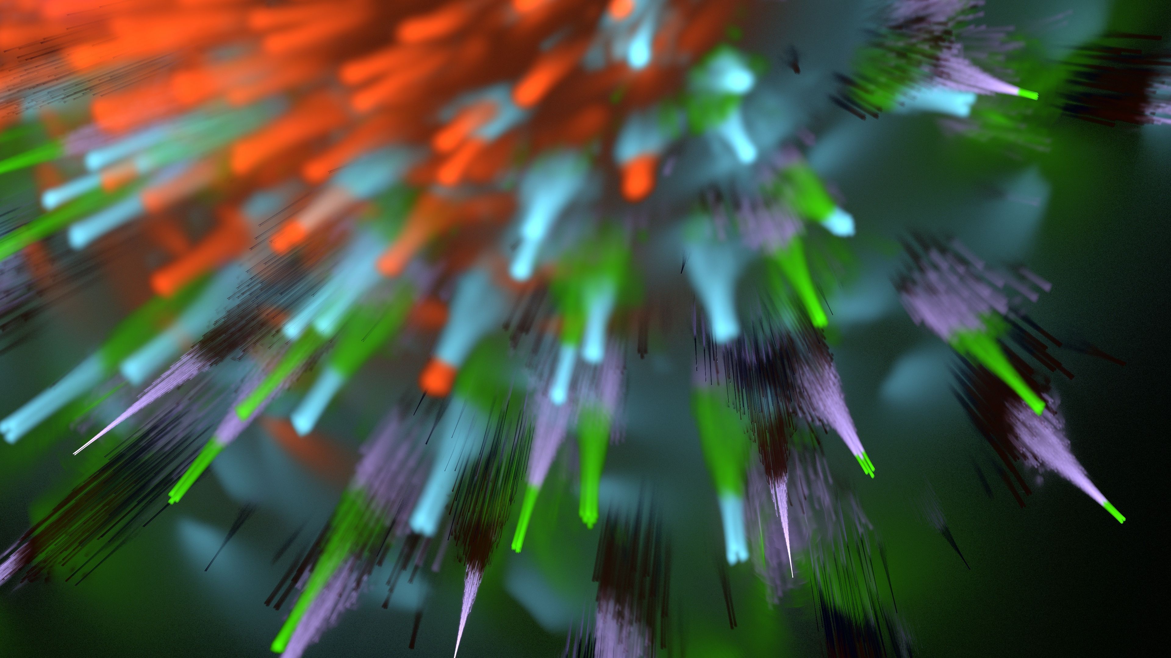 explosion, rays, fractal, colorful, 4k, HD Wallpaper