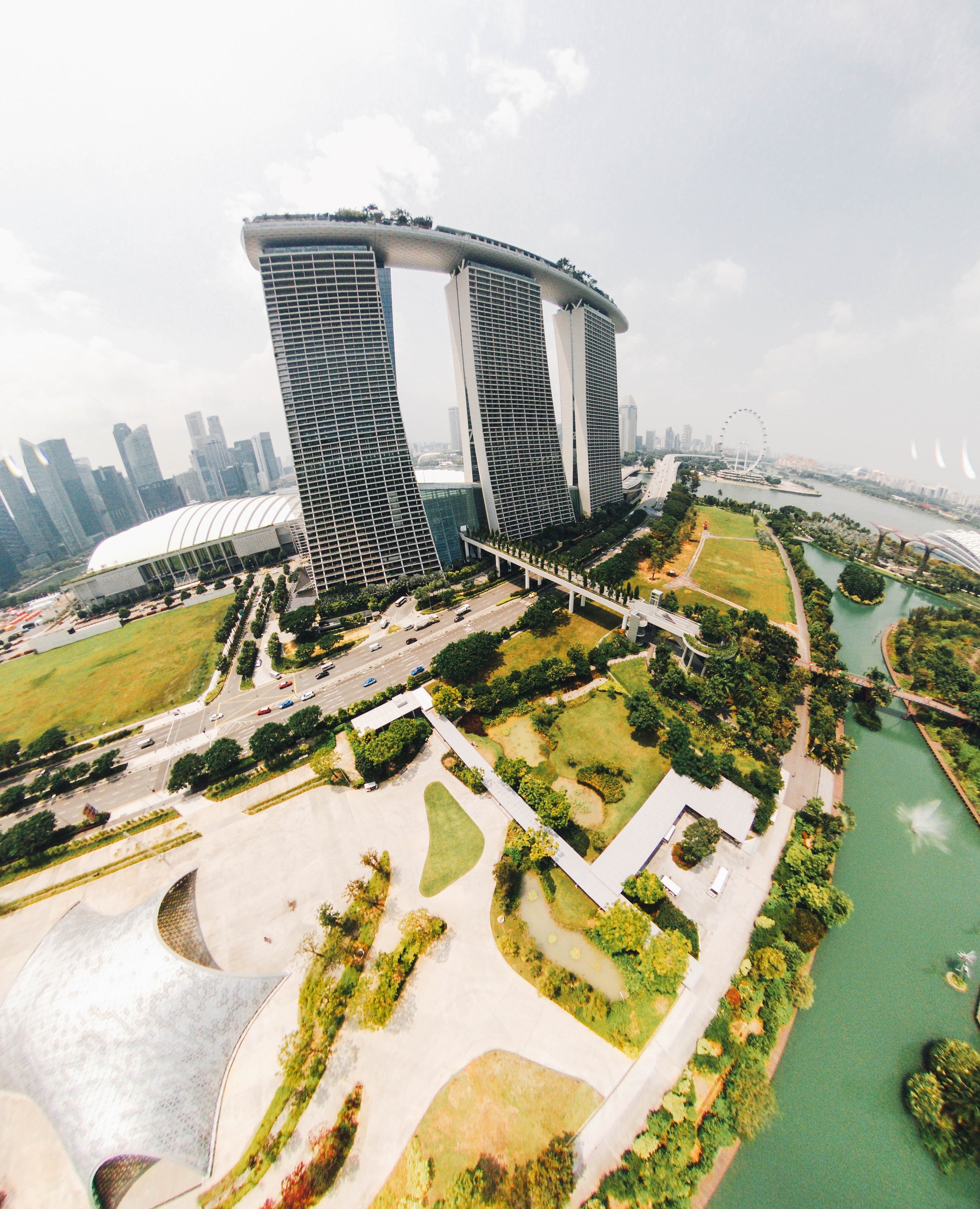 hotel singapore sky scraper and birds eye view hd, 4k, Phone HD Wallpaper