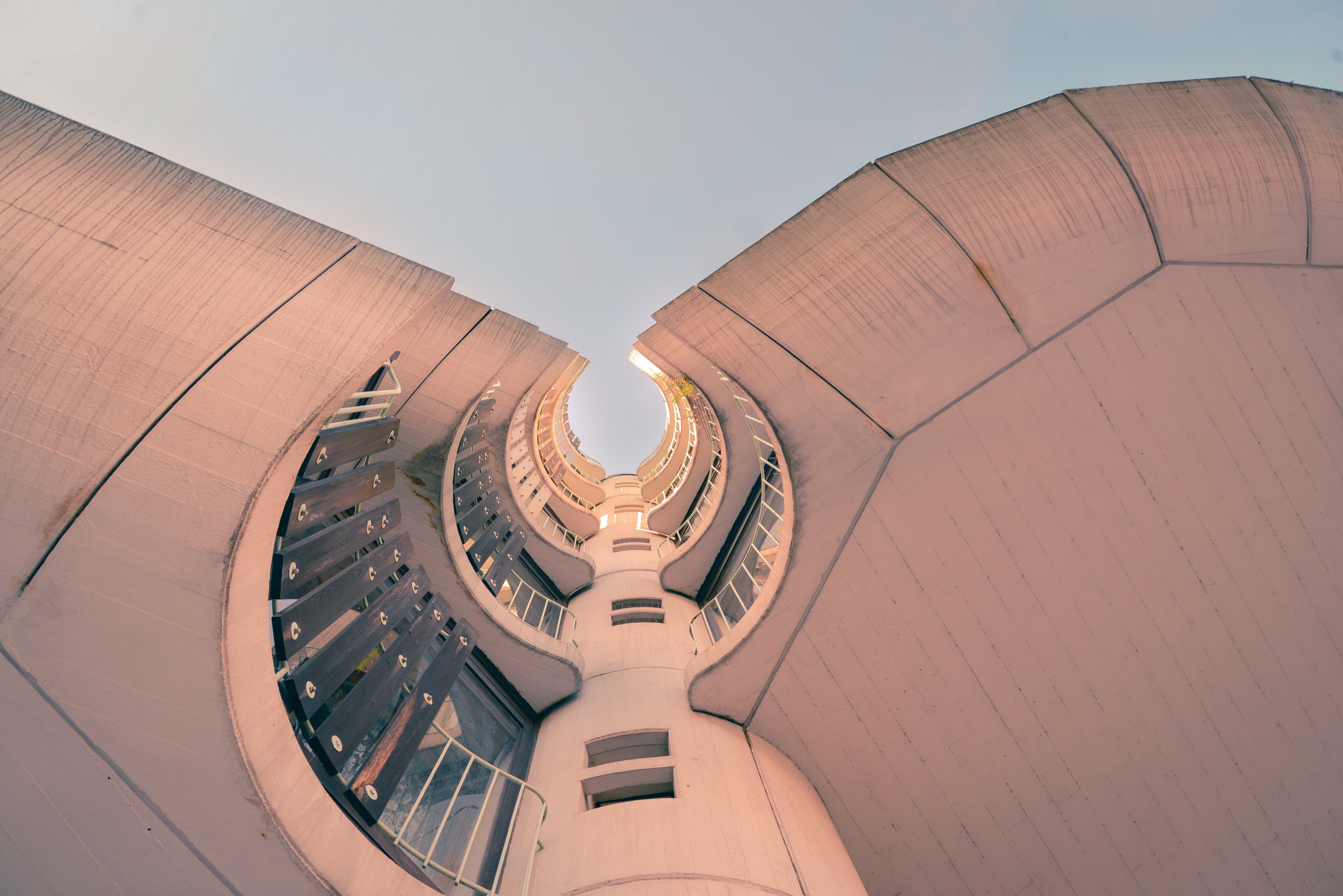 architecture building sky and balcony 4k, HD Wallpaper
