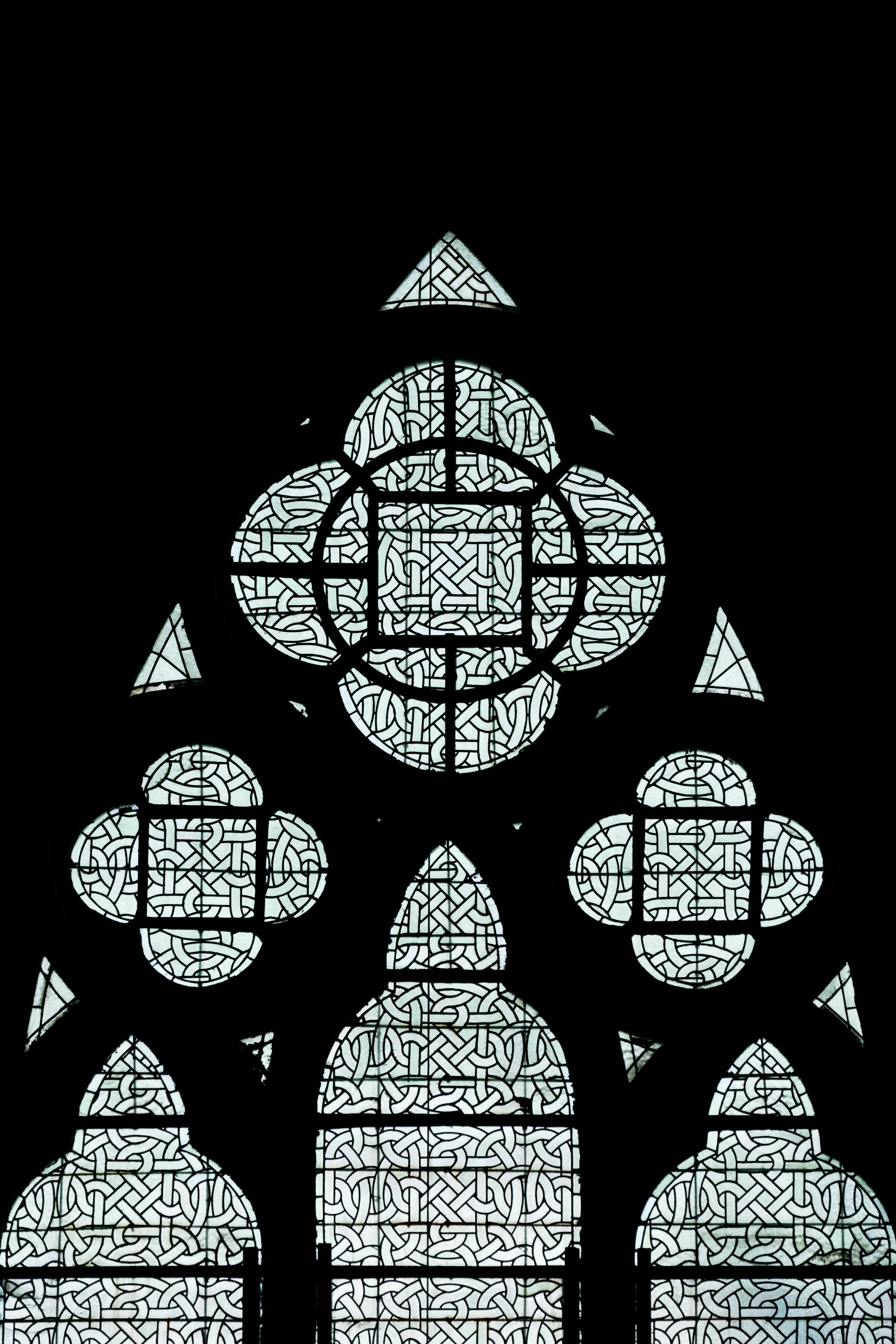 intricate stained glass in a church in brussels 4k, Phone HD Wallpaper