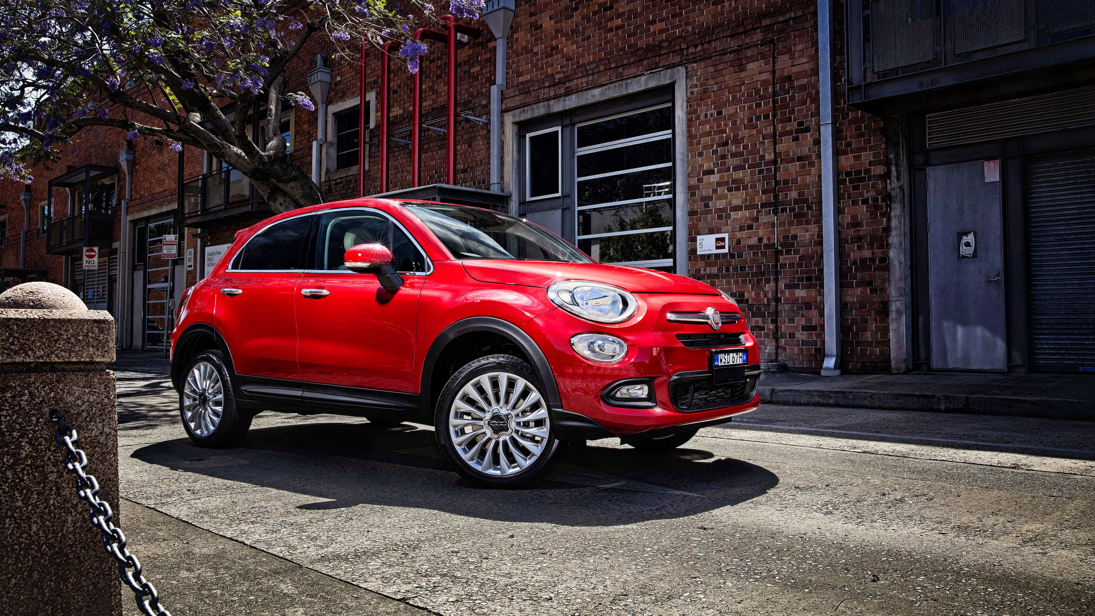 fiat, 500x, side view, red, 4k, HD Wallpaper
