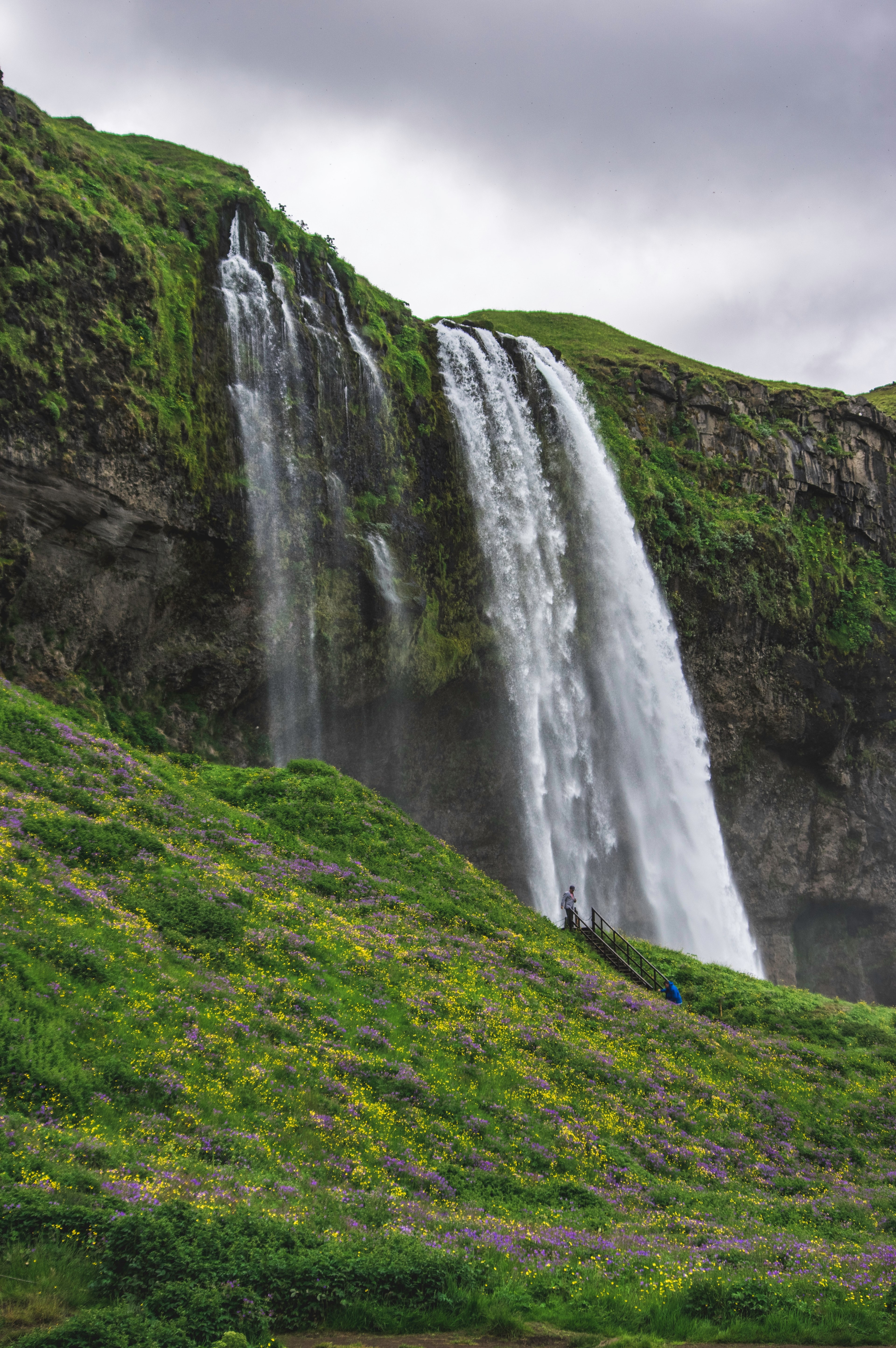 waterfall water fall water and mountain hd, 4k, Phone HD Wallpaper