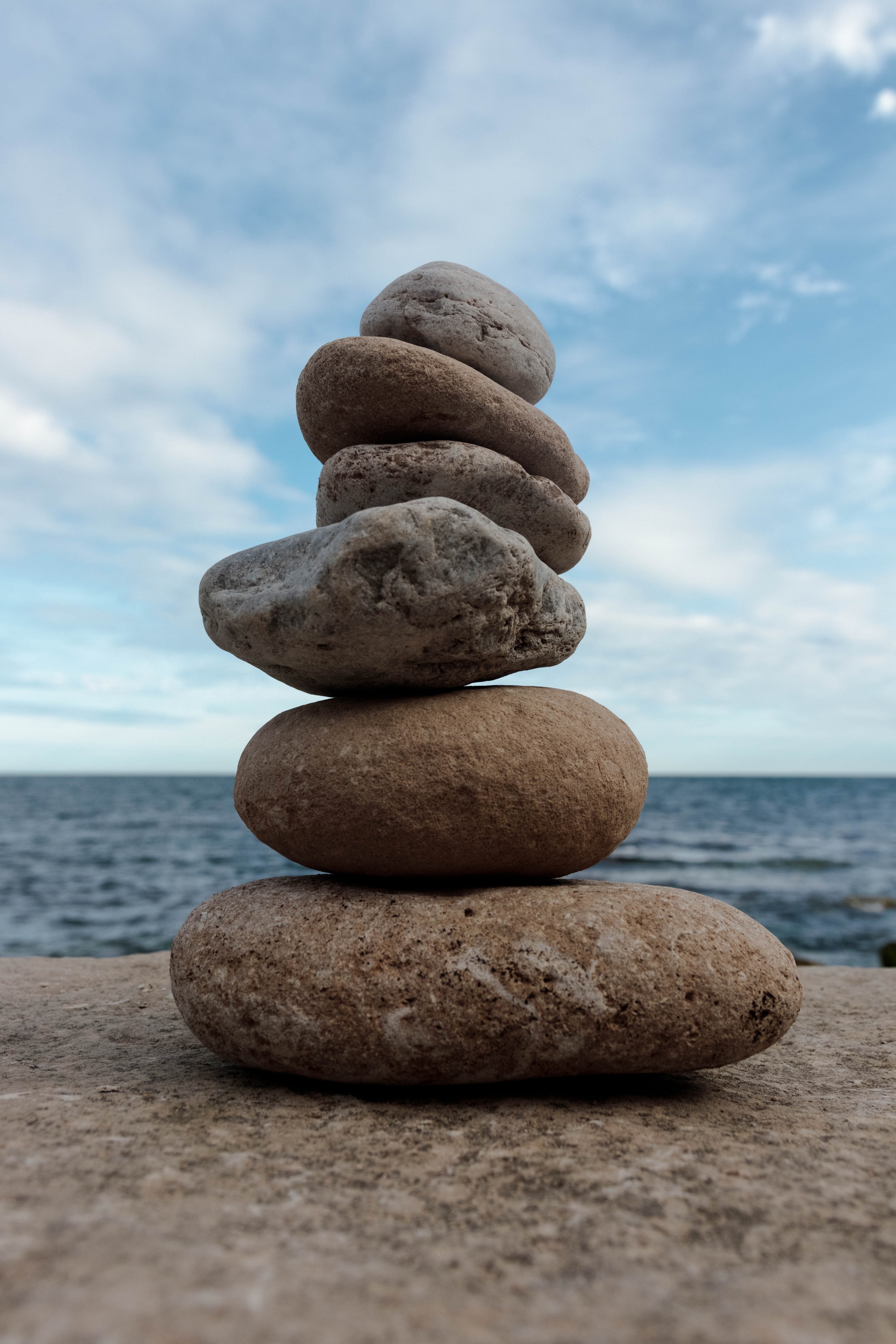stacked rock beach and water hd, 4k, Phone HD Wallpaper