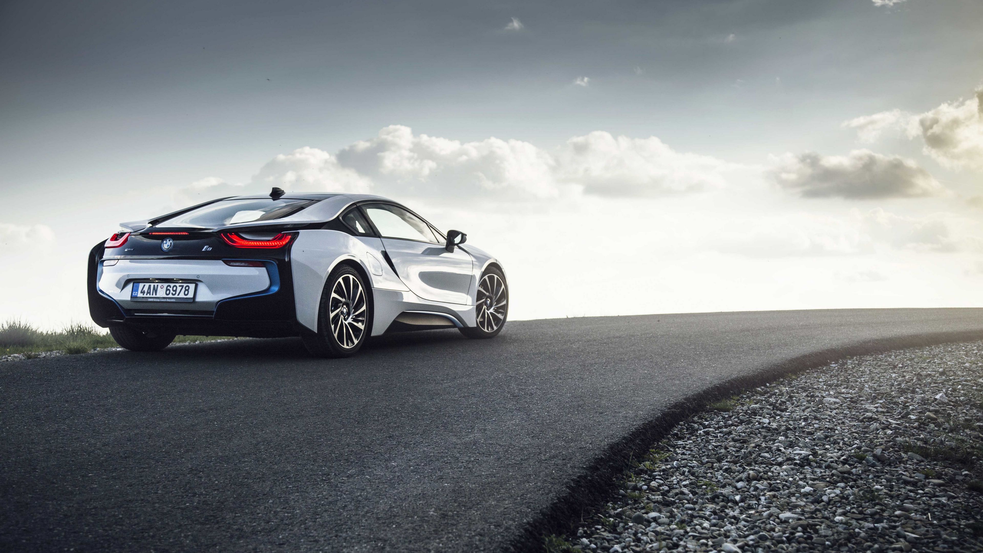 bmw i8, rear view, road, 4k, HD Wallpaper