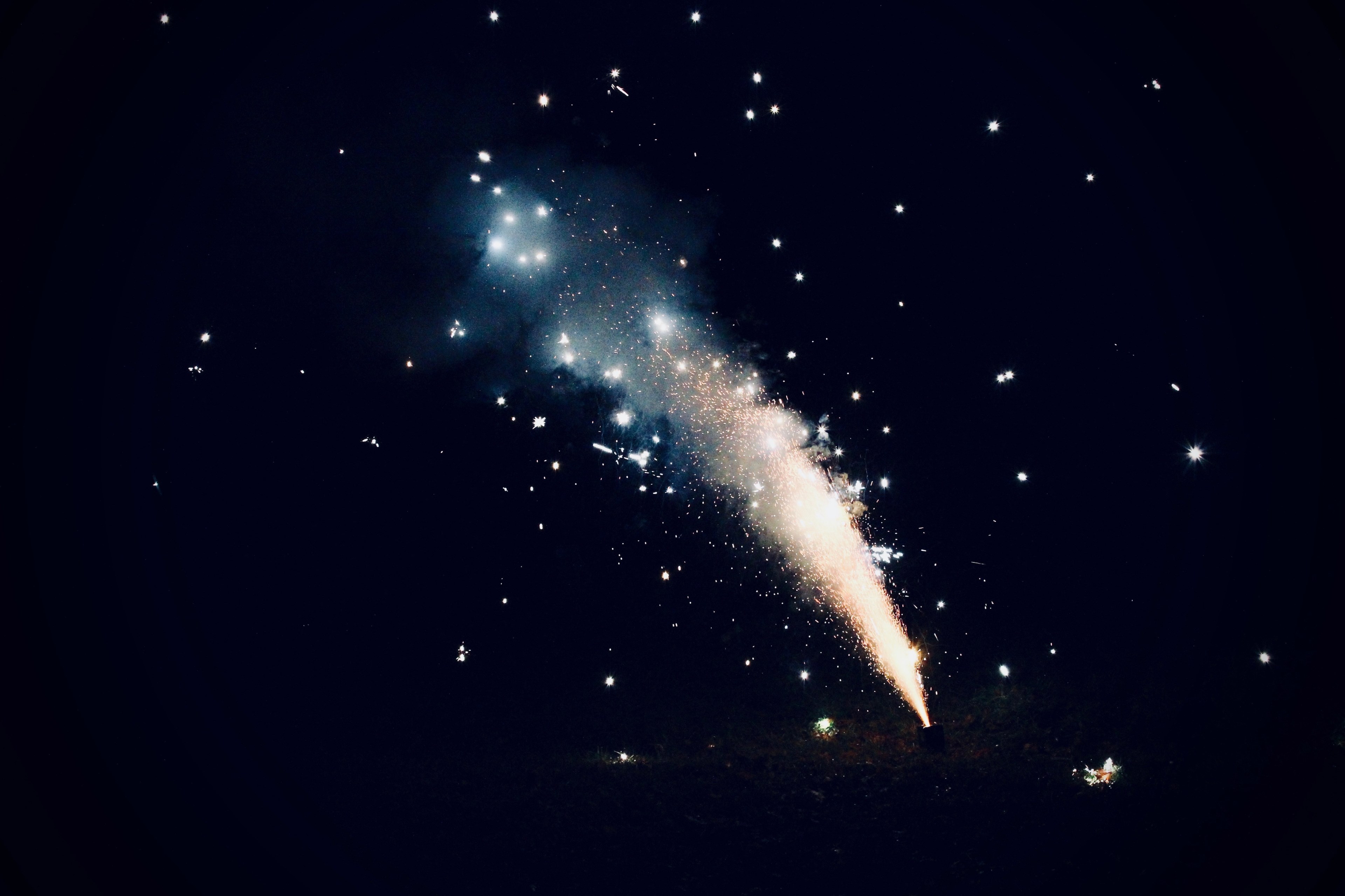 stars night firework and dark 4k, HD Wallpaper