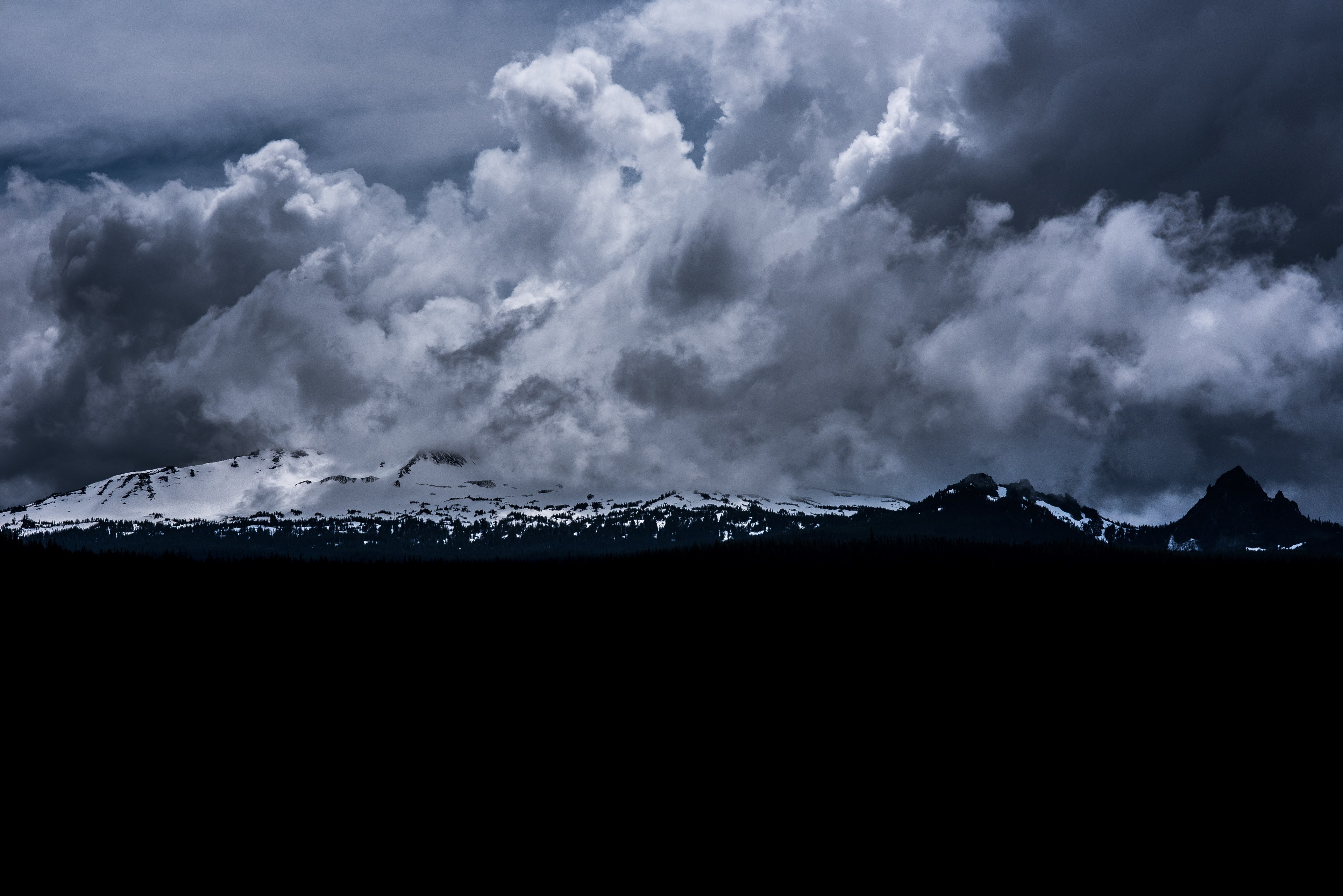 tree peak snow and mountain range 4k, HD Wallpaper