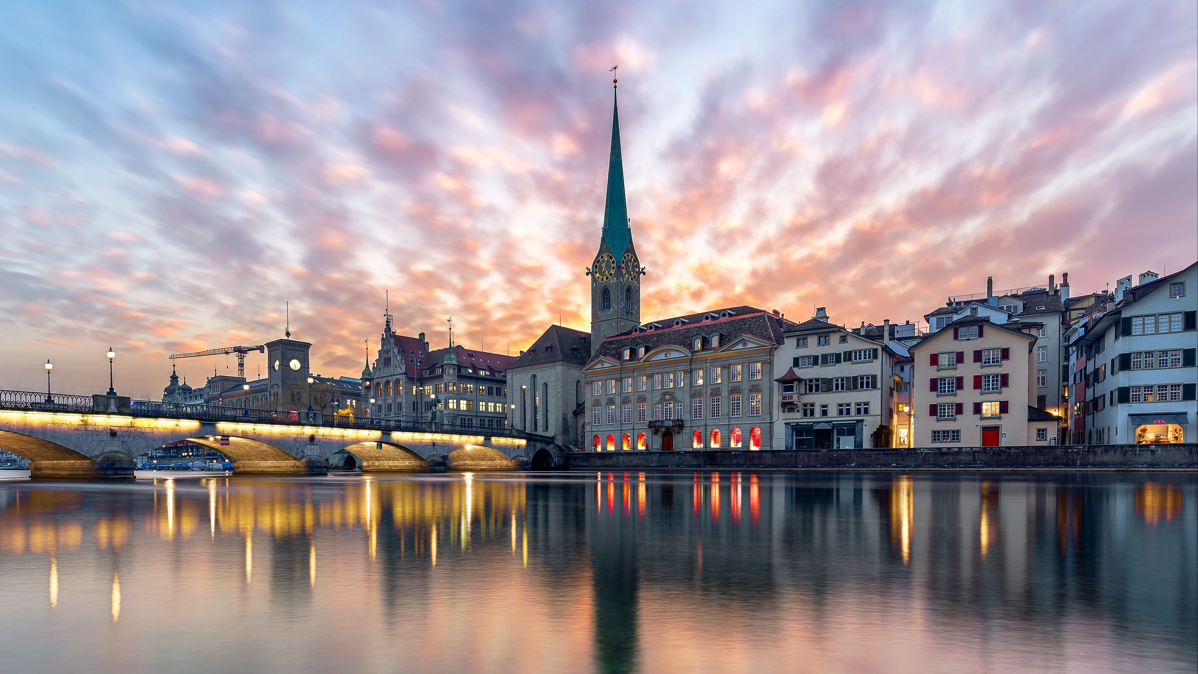 chapel, city, river, 4k, HD Wallpaper