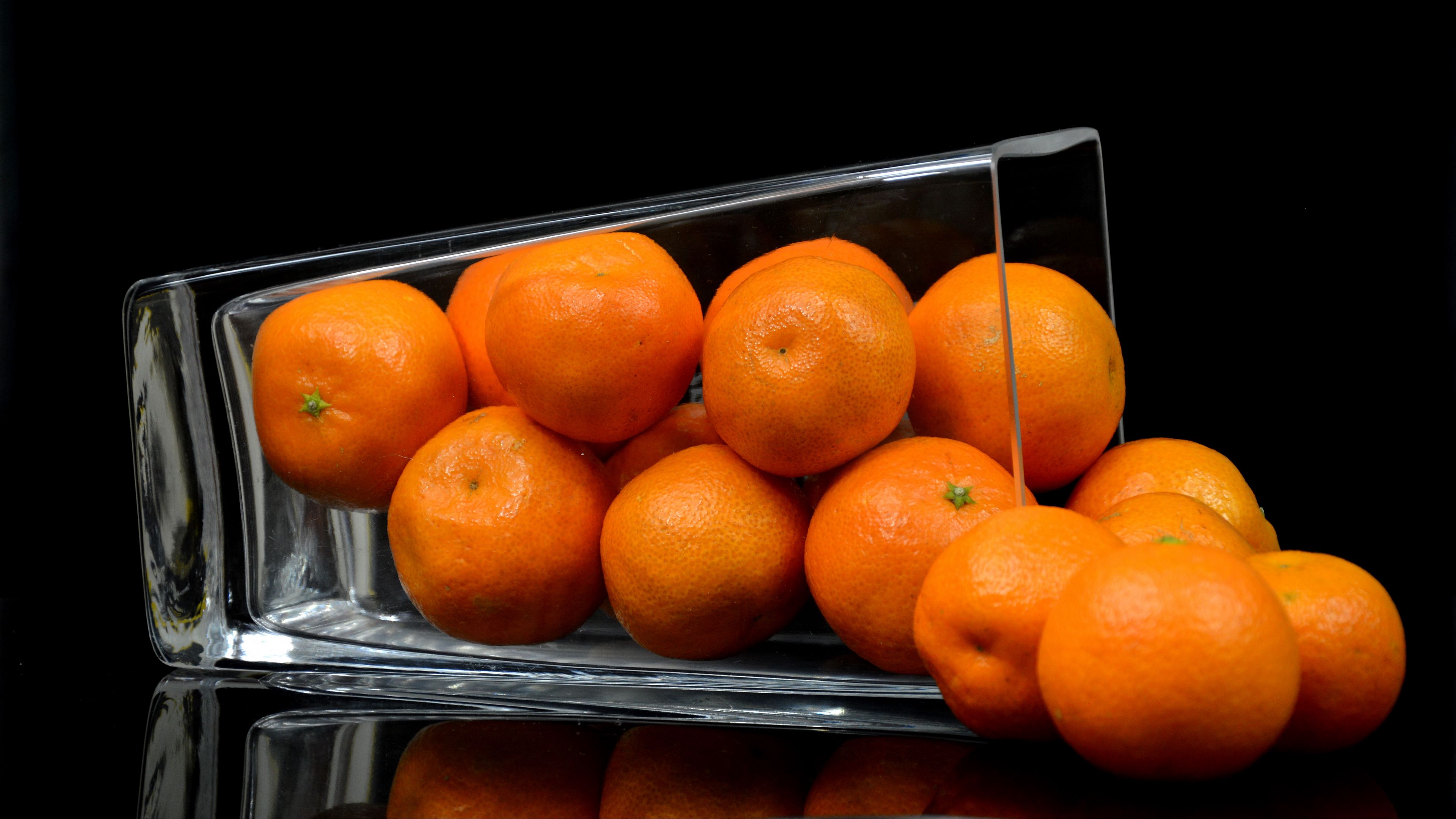 tangerines, fruit, bowl, citrus, 4k, HD Wallpaper