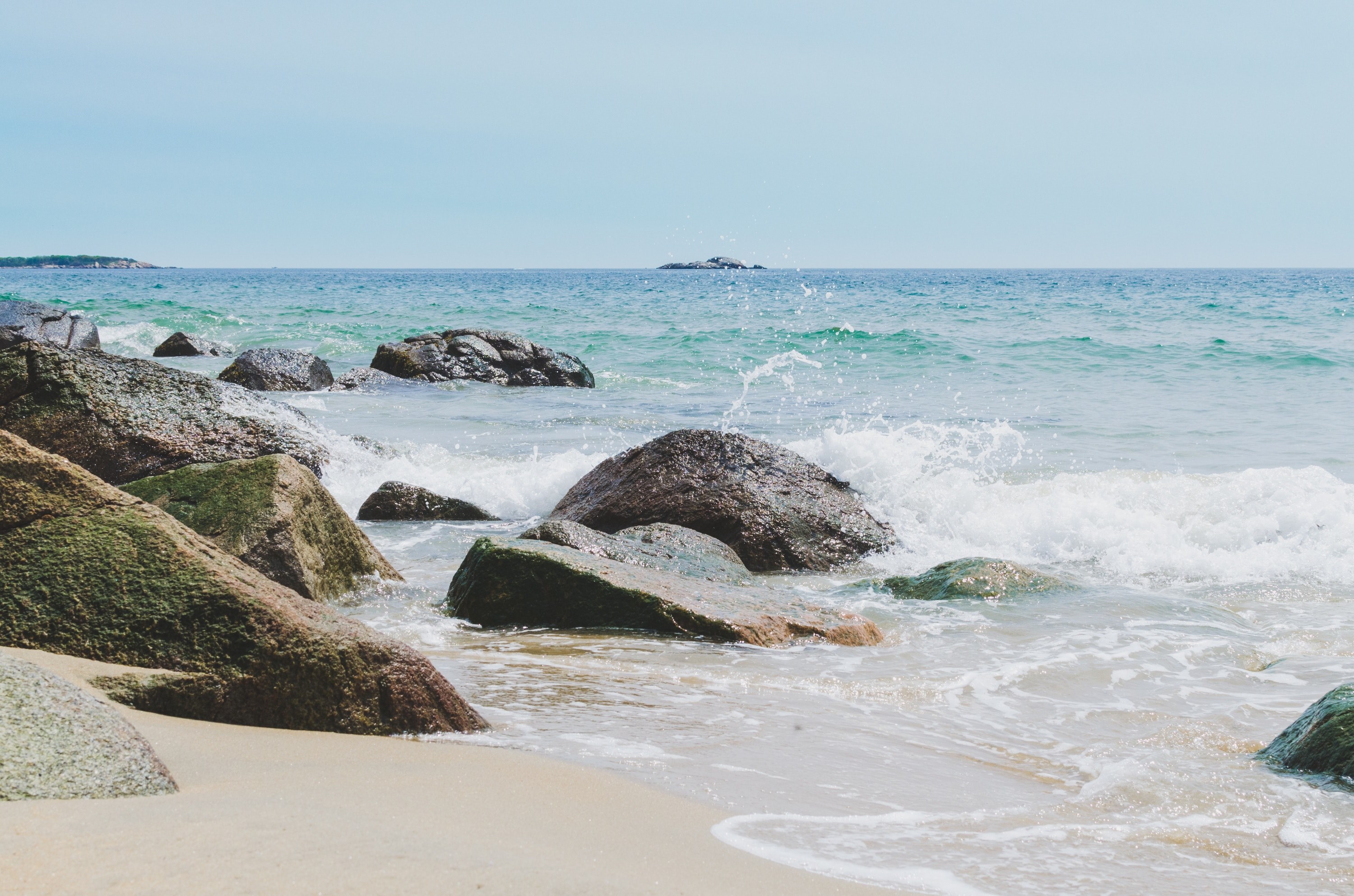 atlantic rocky sand and boulder 4k, HD Wallpaper