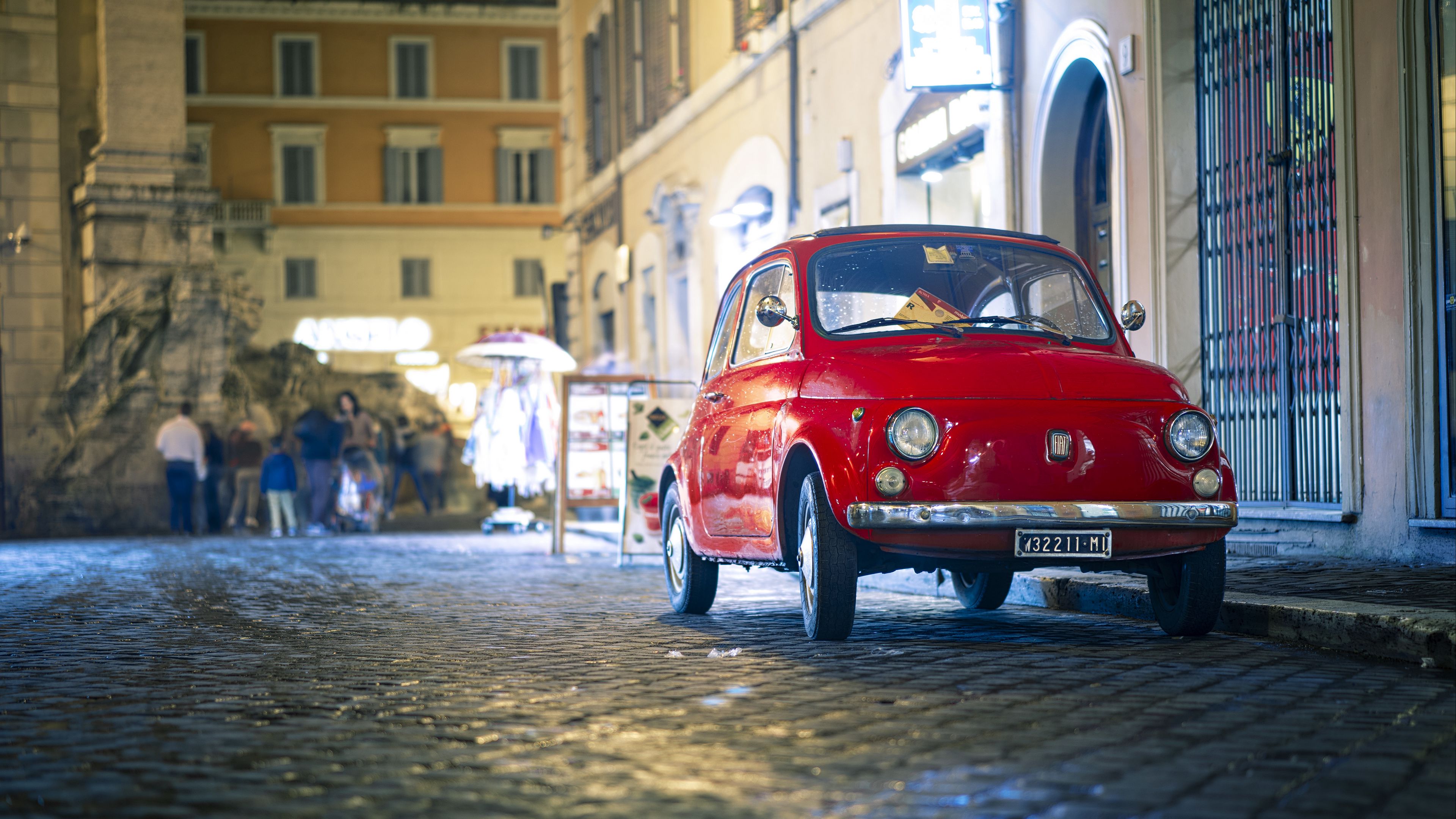 fiat, 500px, red, front view, 4k, HD Wallpaper