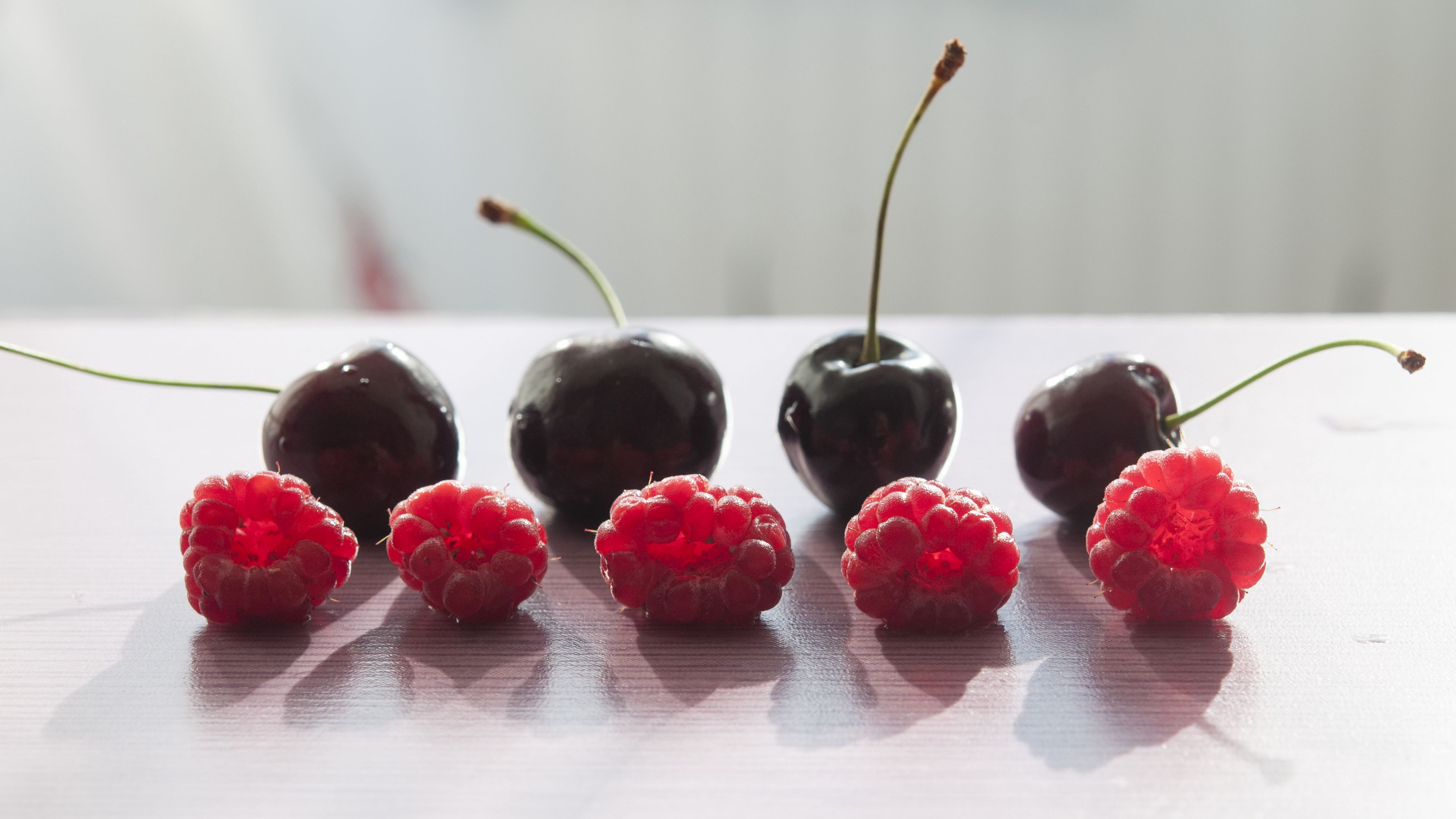 raspberry, cherry, berry, shadows, 4k, HD Wallpaper