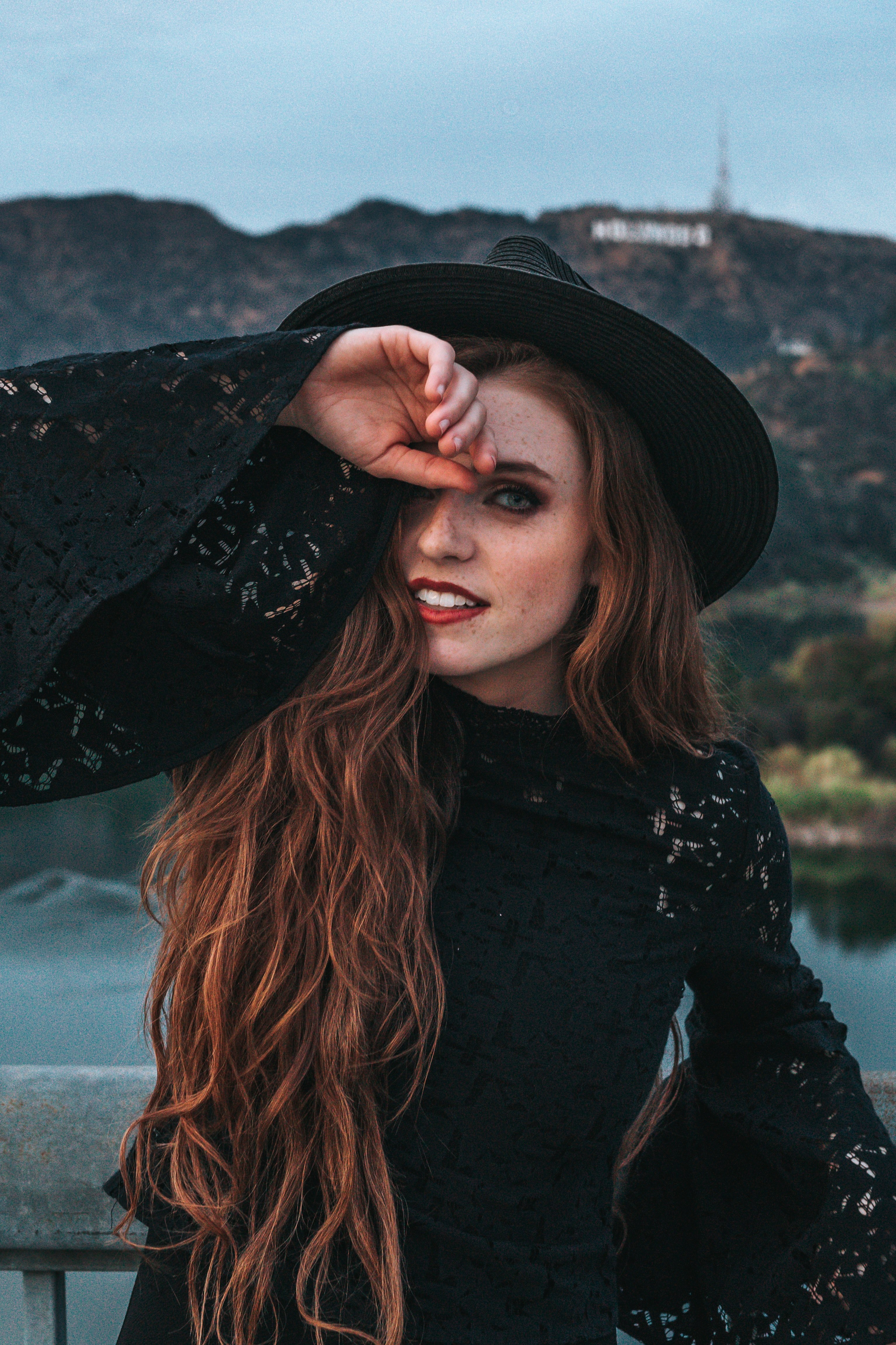 woman female portrait and hat hd, 4k, Phone HD Wallpaper