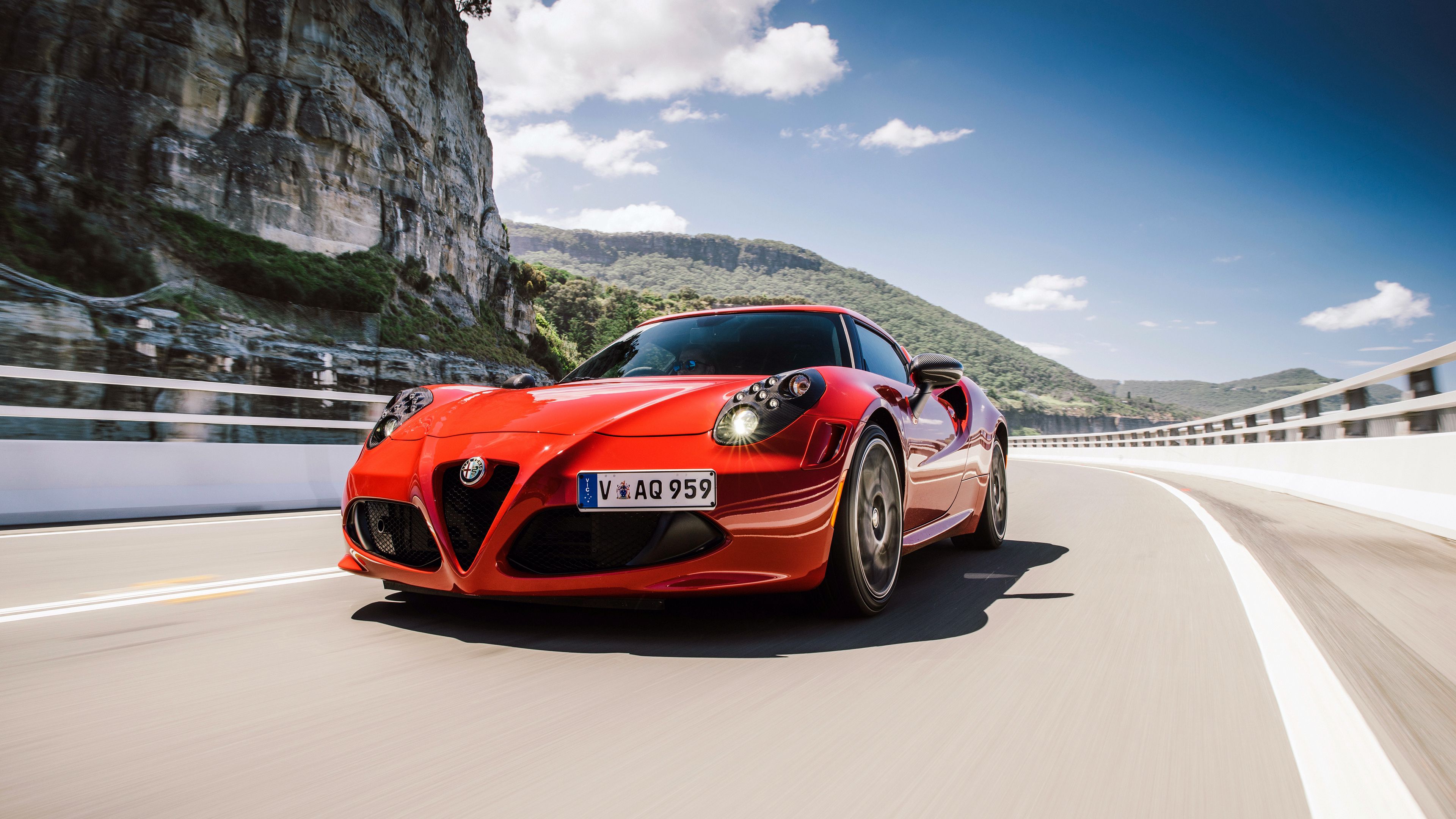 alfa romeo, 4c, au-spec, red, front view, 4k, HD Wallpaper