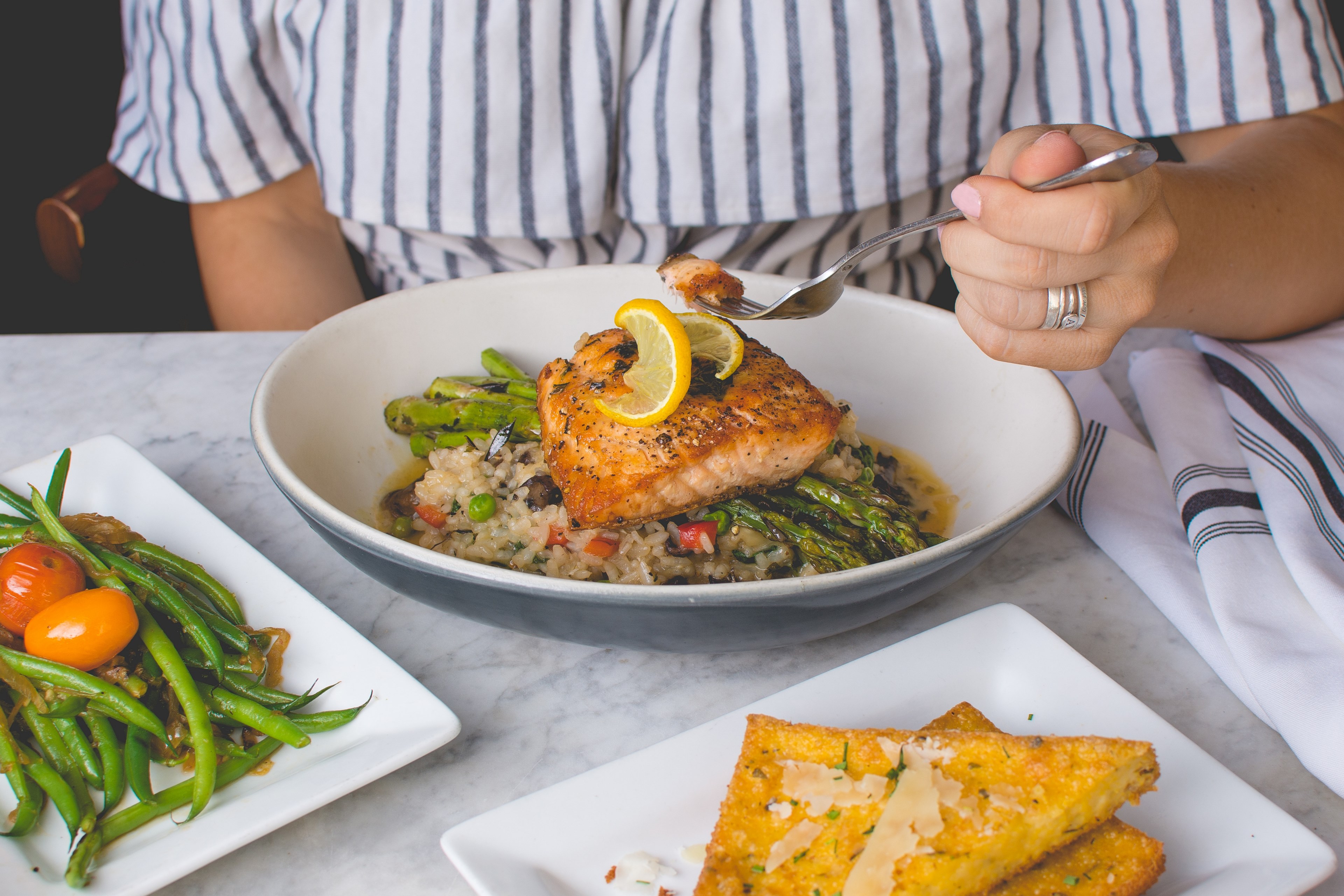 salmon amp risotto 4k, HD Wallpaper