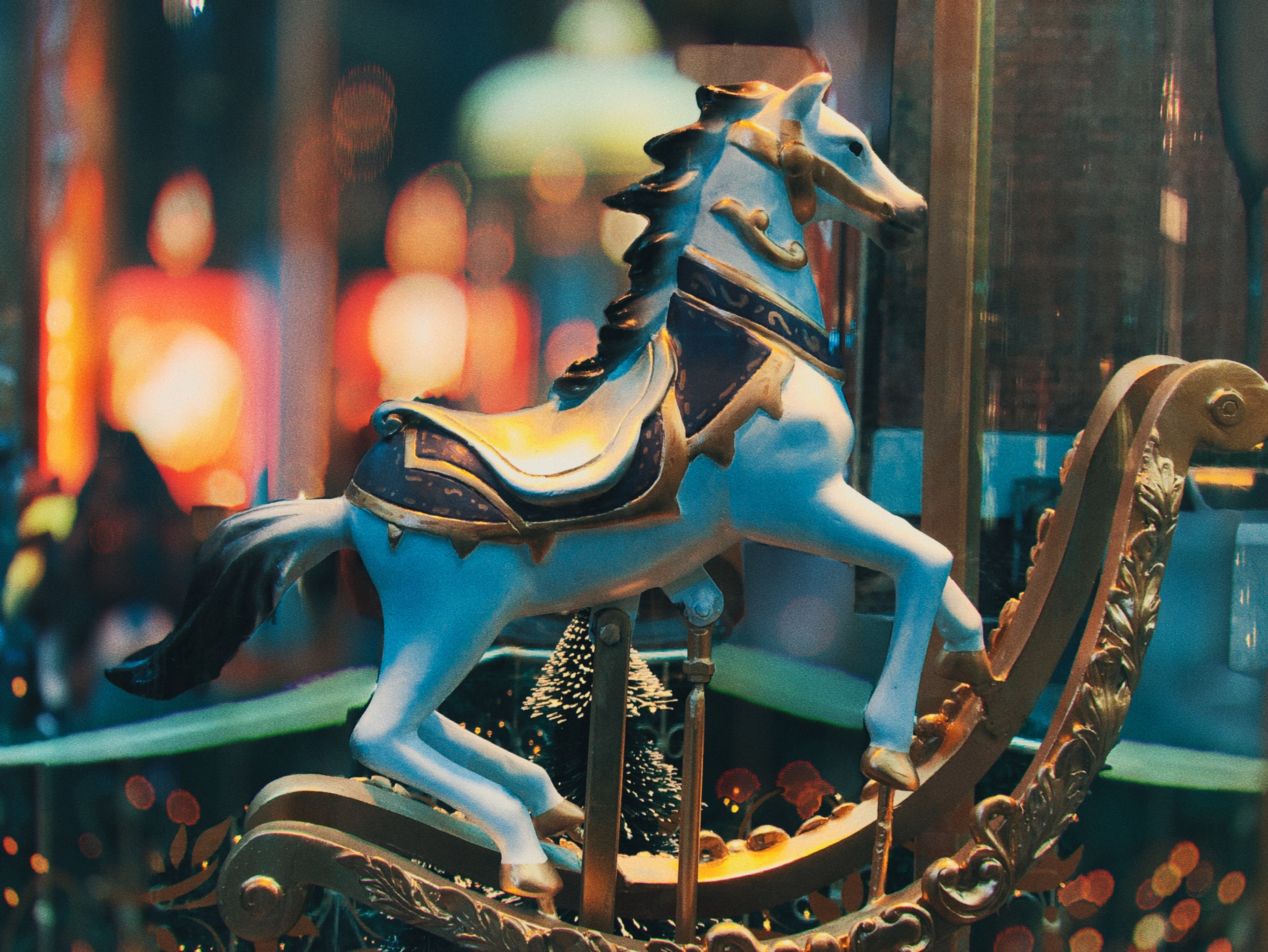 pony horse carousel and funfair 4k, HD Wallpaper