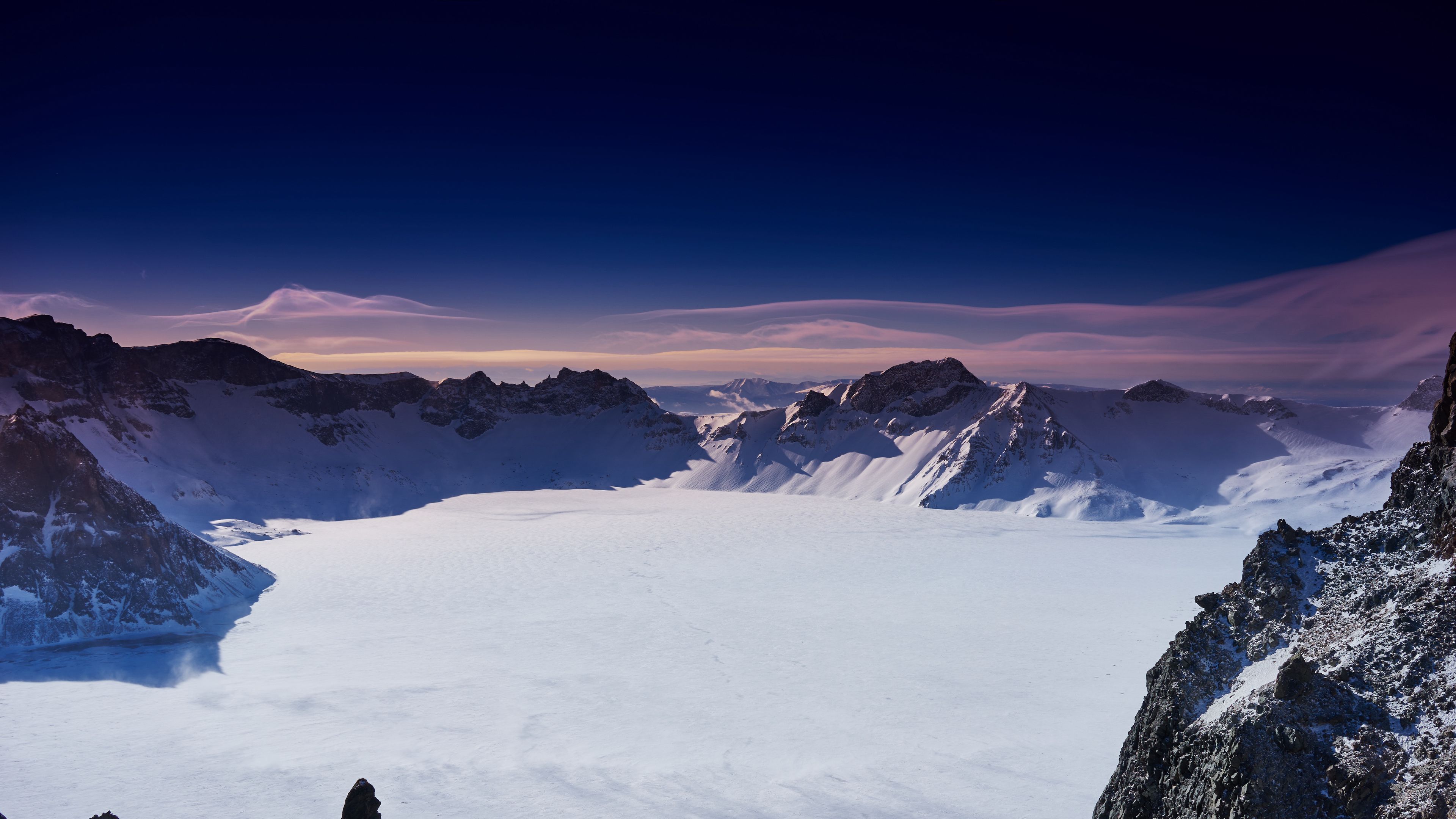 china, changbai, winter, mountains, sky, 4k, HD Wallpaper