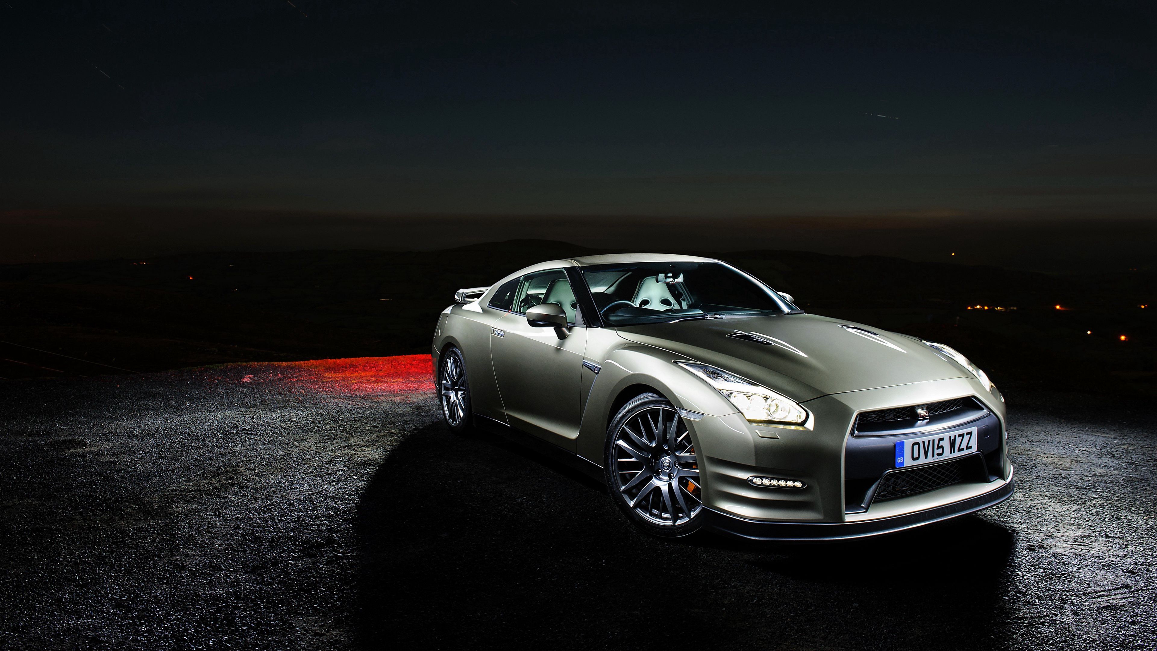 nissan, gt-r, side view, night, 4k, HD Wallpaper