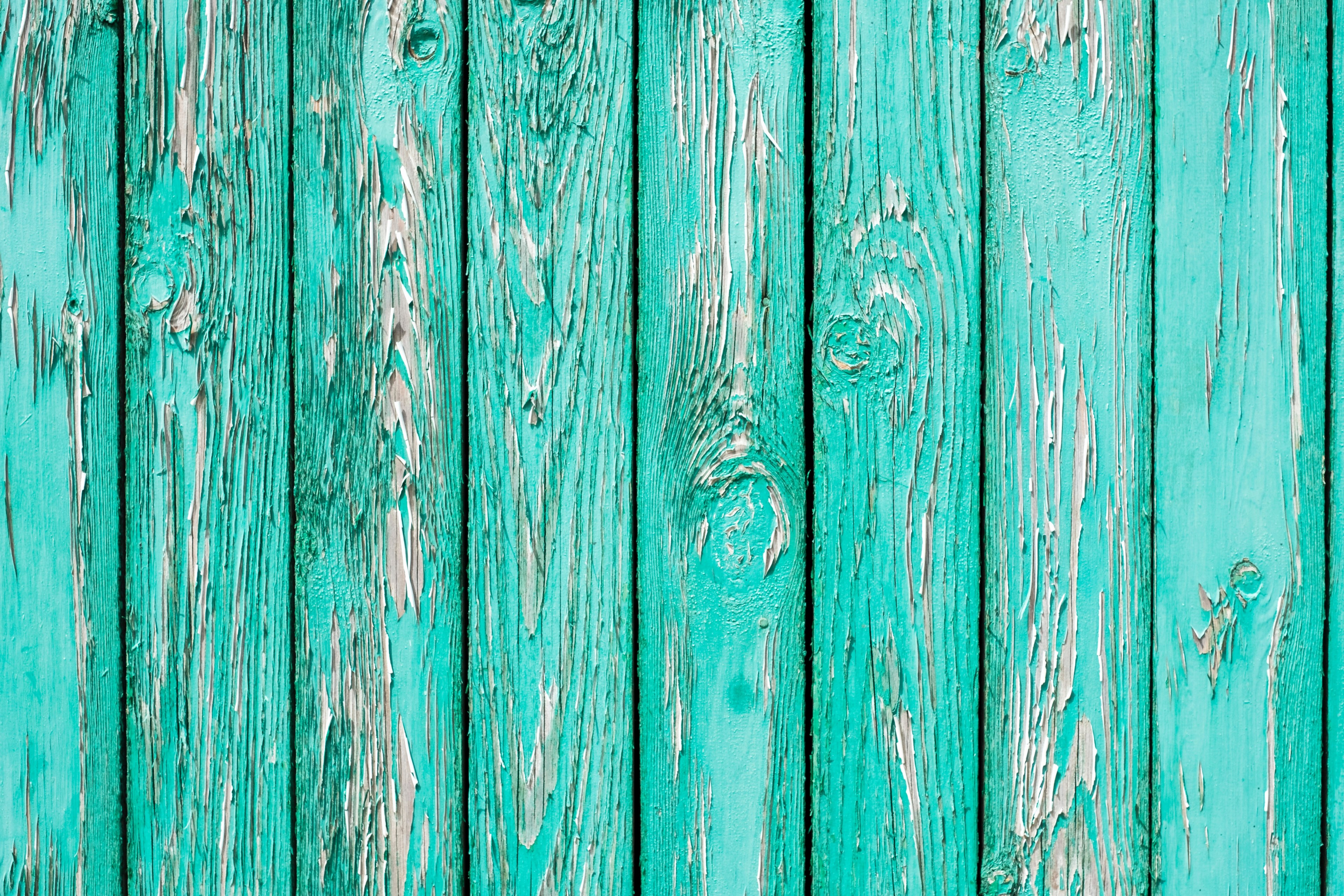an old wooden wall painted turquoise, turquoise wooden wall 4k, HD Wallpaper