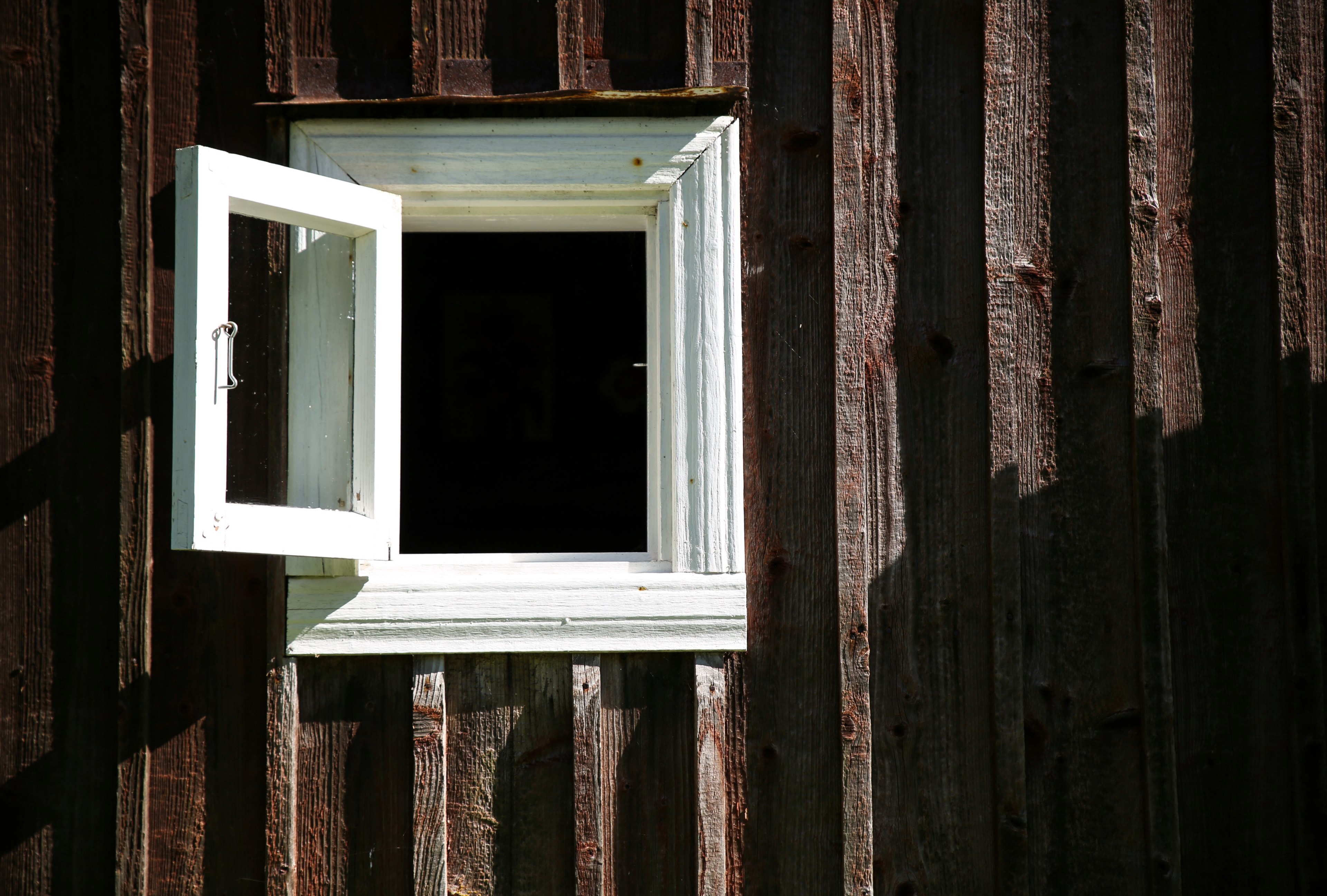 window wooden wall and wooden house 4k, HD Wallpaper