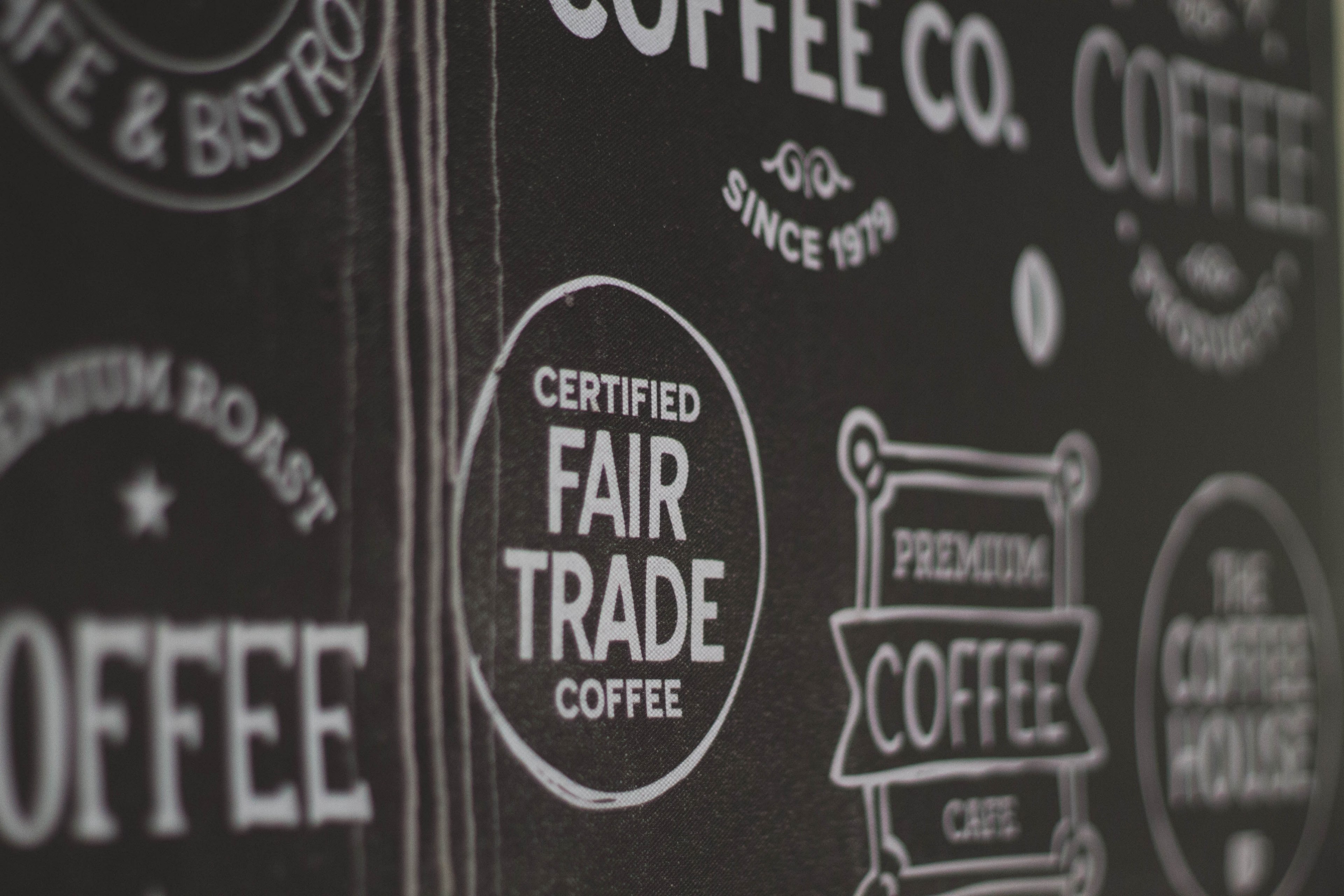 frame vintage logo and coffe house 4k, HD Wallpaper