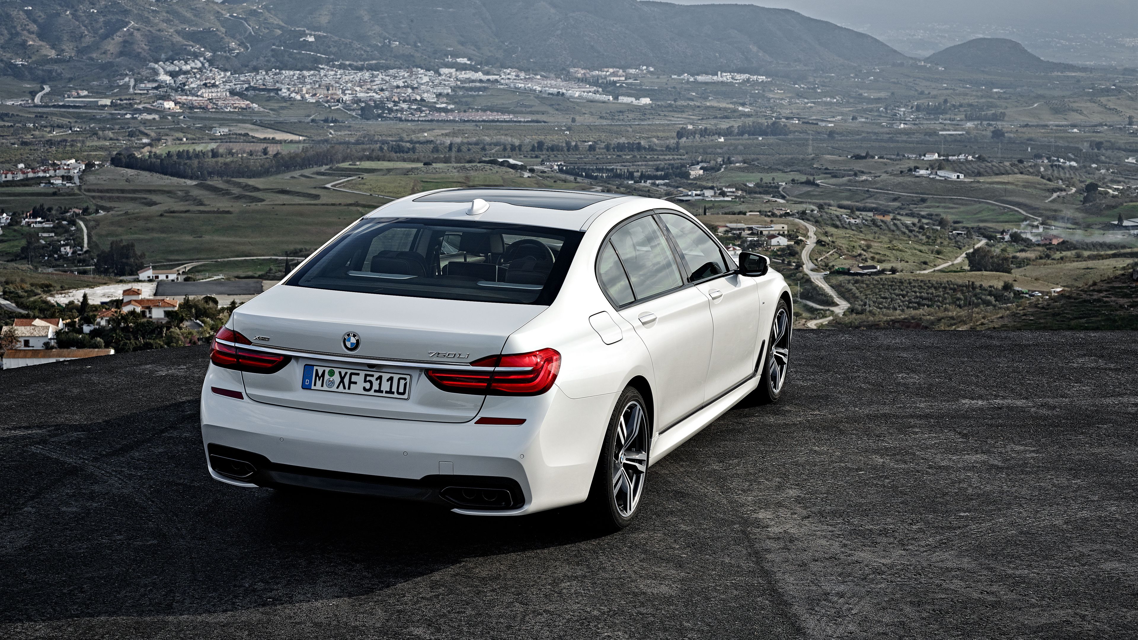 bmw, 750li, xdrive, white, rear view, 4k, HD Wallpaper