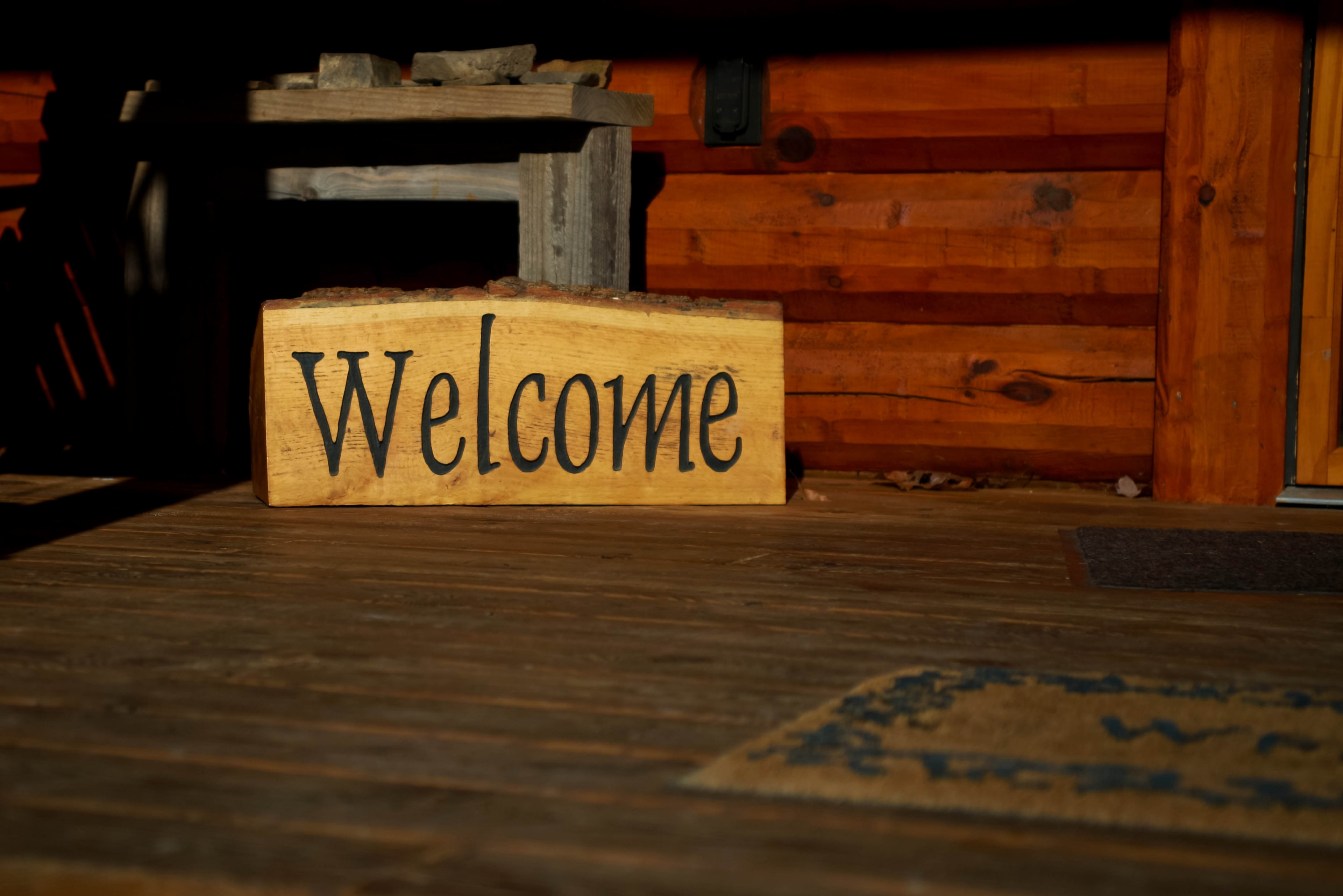 word brown entrance and porch 4k, HD Wallpaper