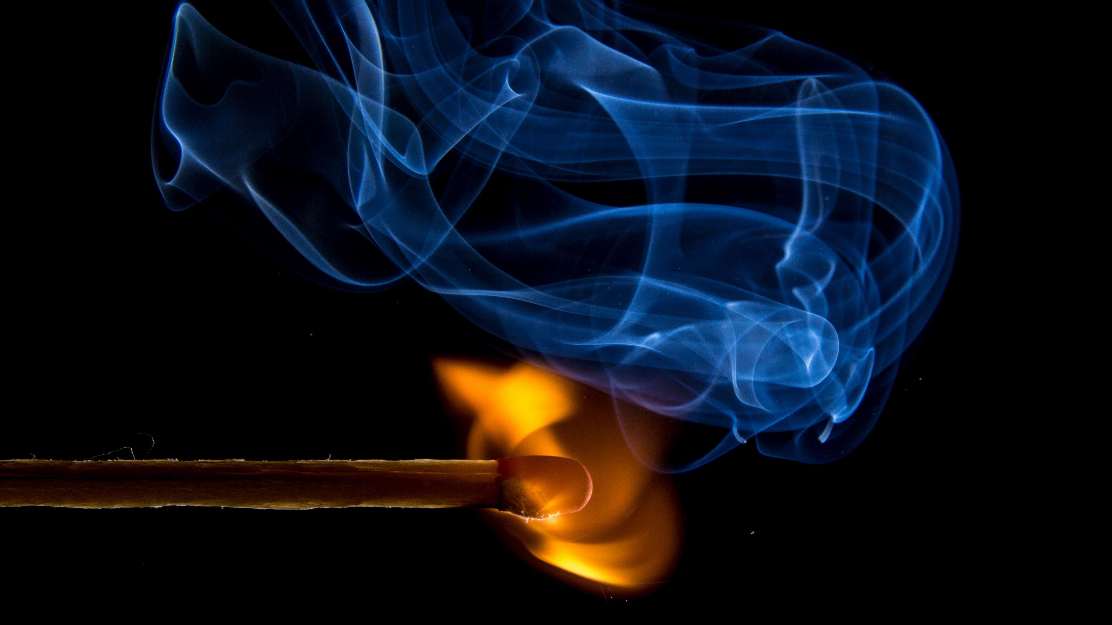 match, fire, abstract, dark, 4k, HD Wallpaper