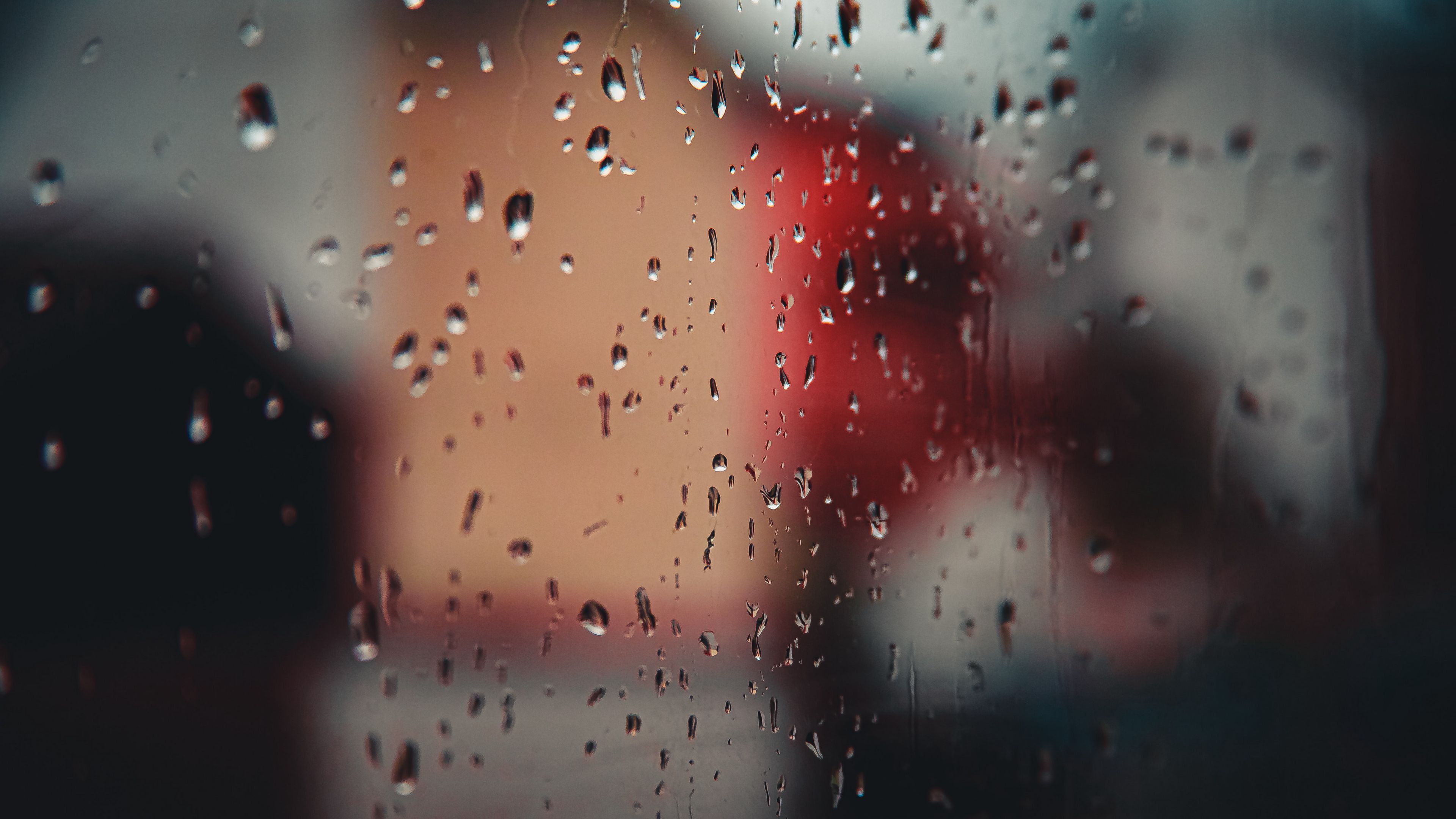 drops, glass, blurred, rain, 4k, HD Wallpaper